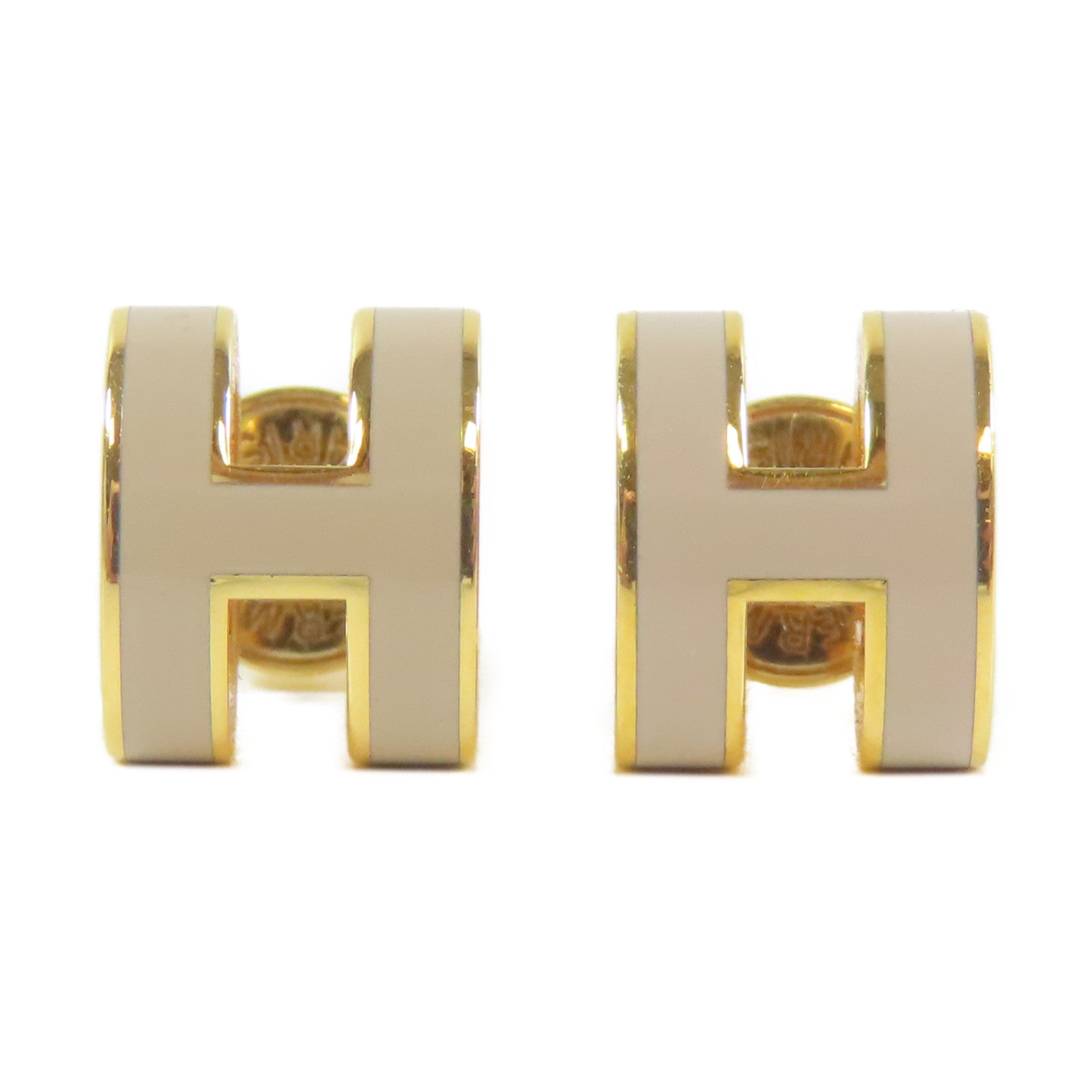 HERMES 金屬P op H Earrings耳環灰色