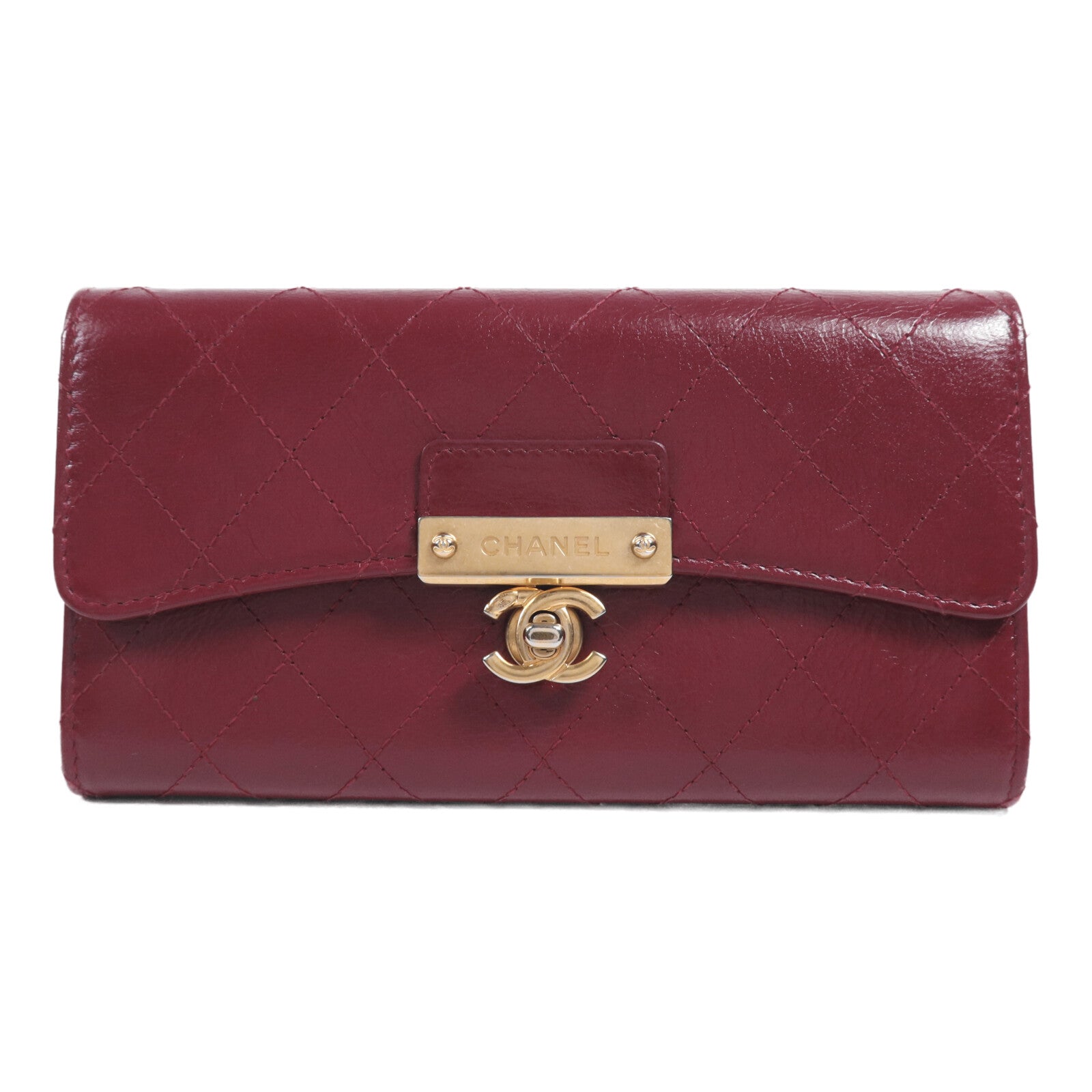 CHANEL 牛皮皮革Long Wallet金扣長錢包