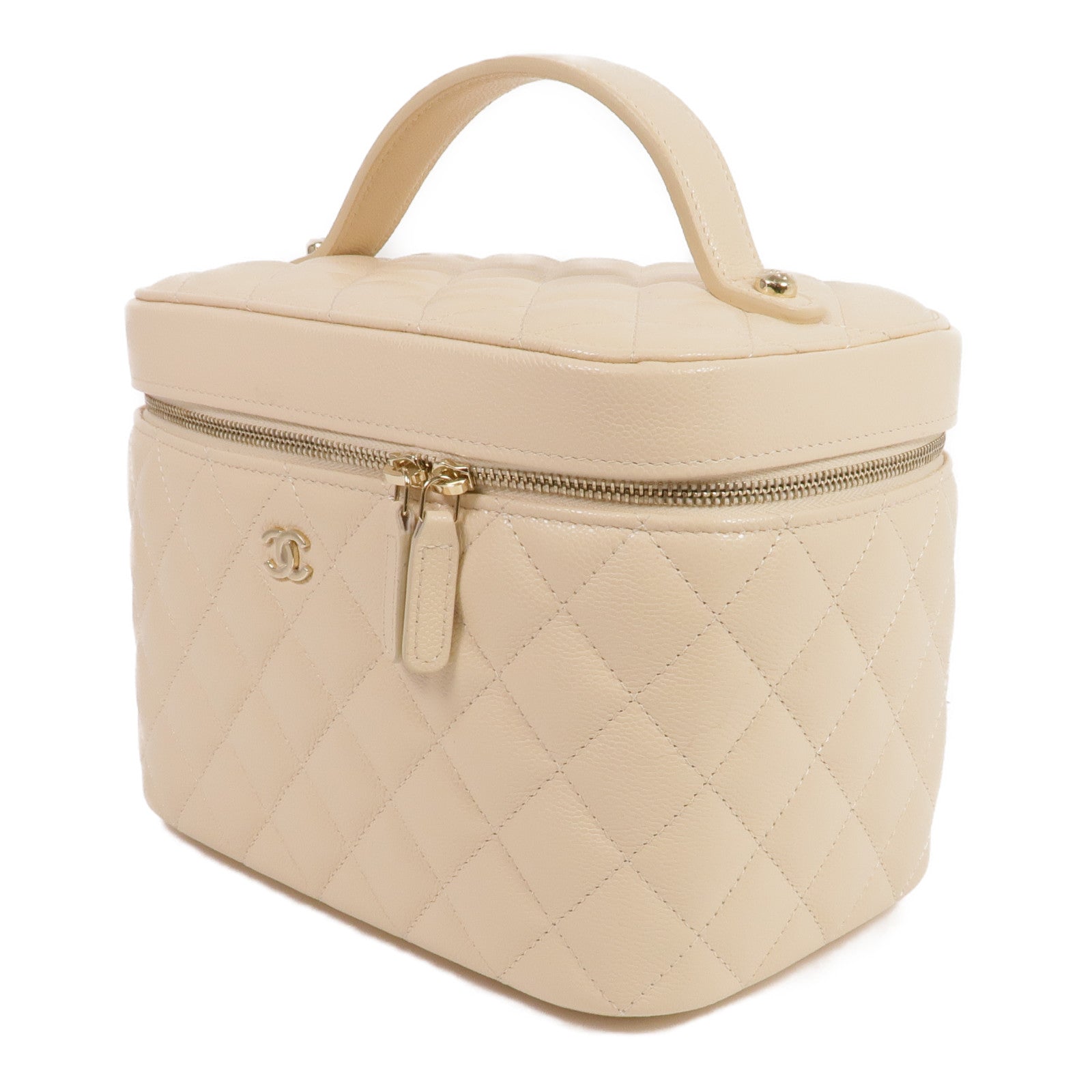 CHANEL 牛皮皮革Vanity Pouch金扣手挽袋/化妝袋