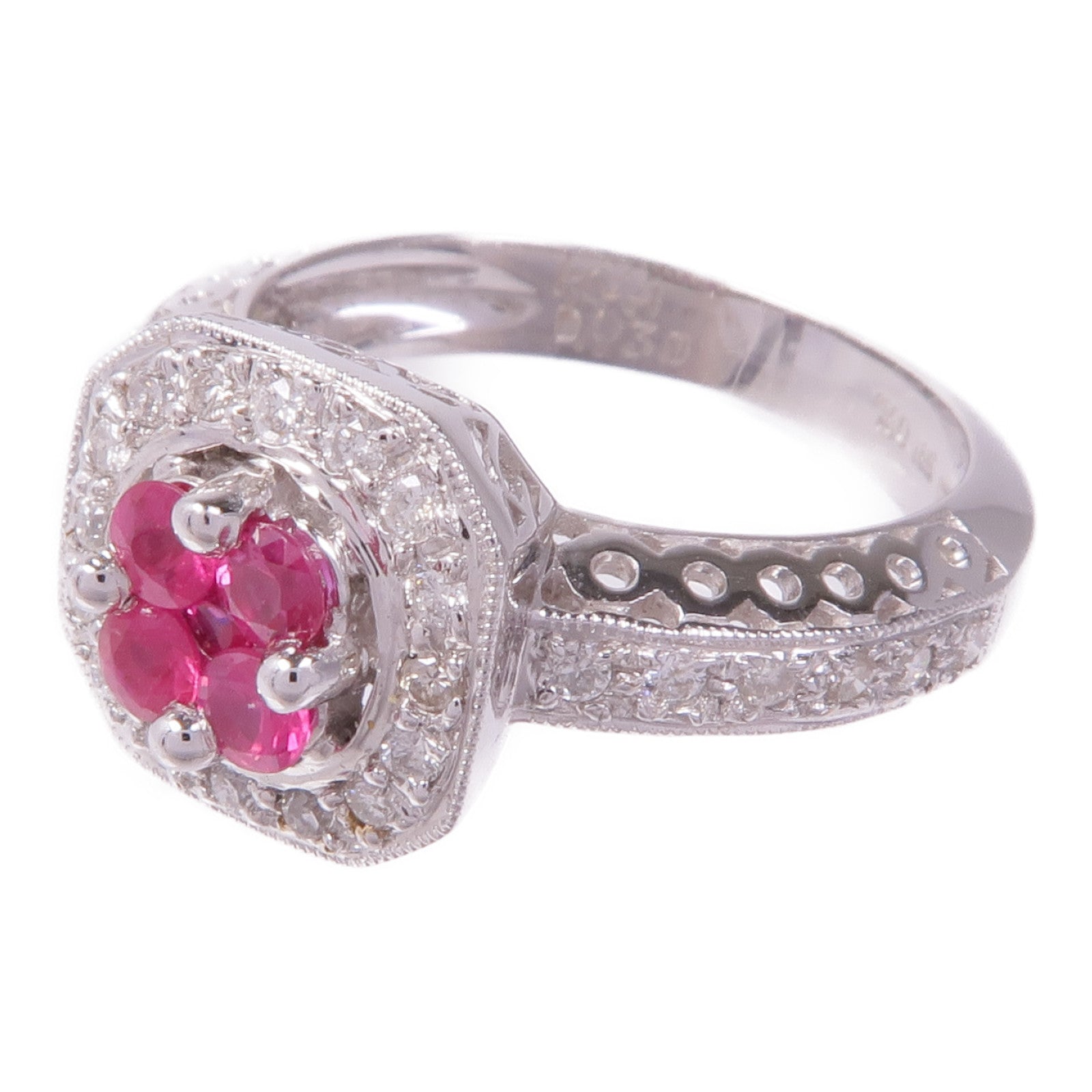 JEWELRY 【激減優惠】18K白金Ruby Diamond Ring紅寶石/鑽石戒指US#6
