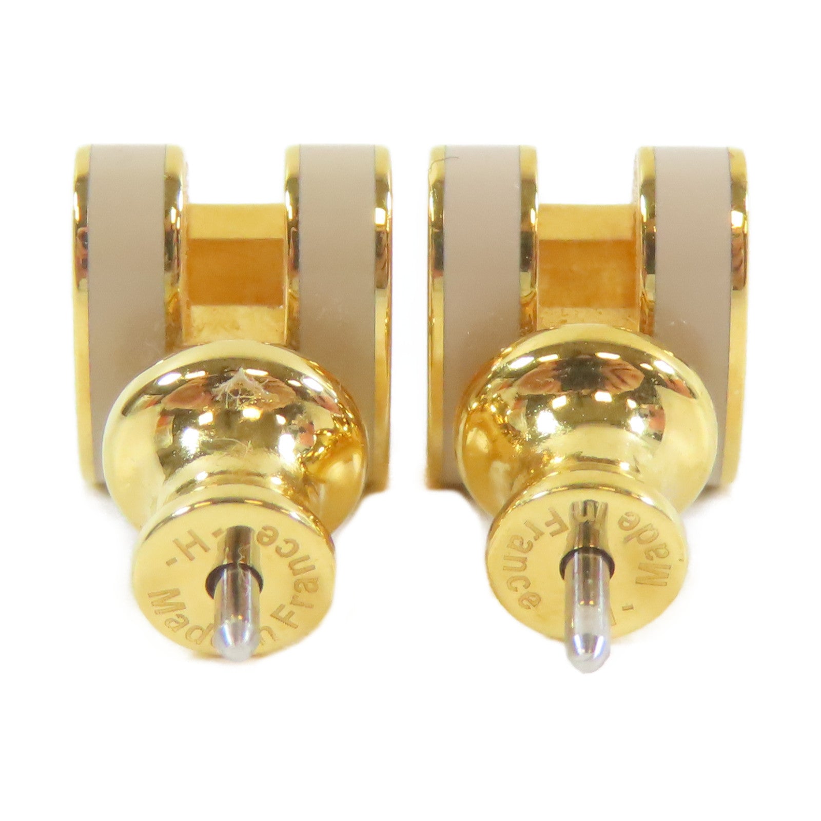HERMES 金屬P op H Earrings耳環灰色