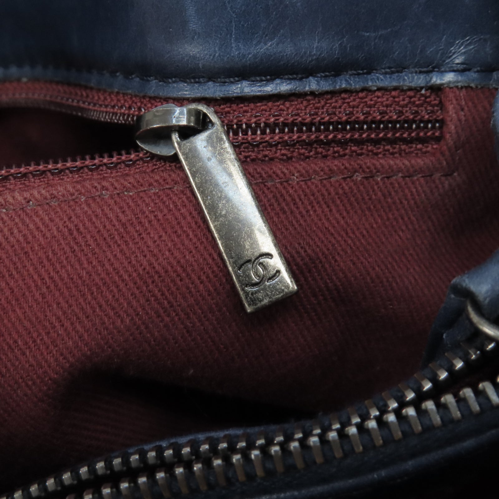 CHANEL 【激減優惠】菱格牛皮皮革Chain Shoulder銀扣鏈帶肩背袋藍色