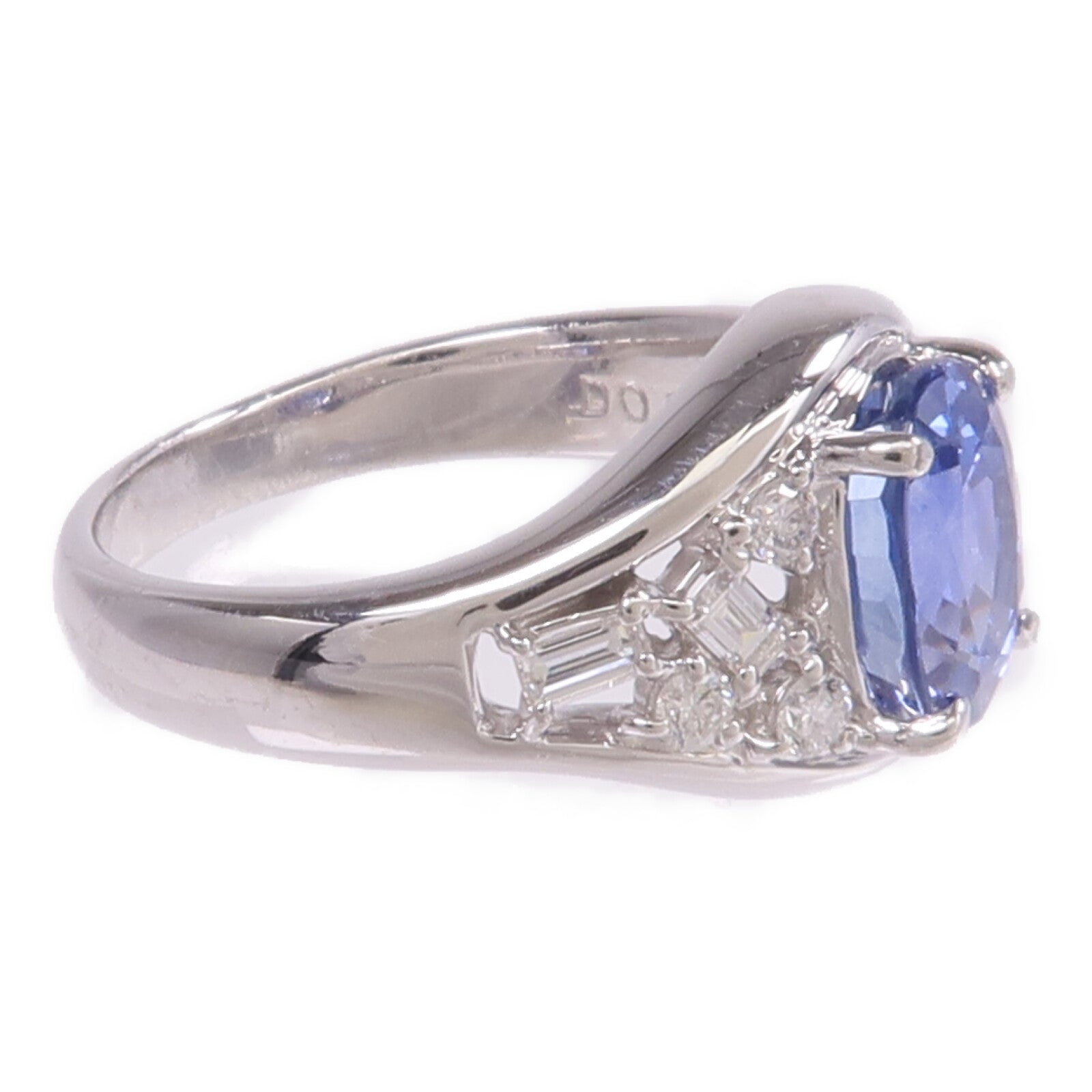JEWELRY PT900鉑金Sapphire Diamond Ring藍寶石/鑽石戒指US#6.25