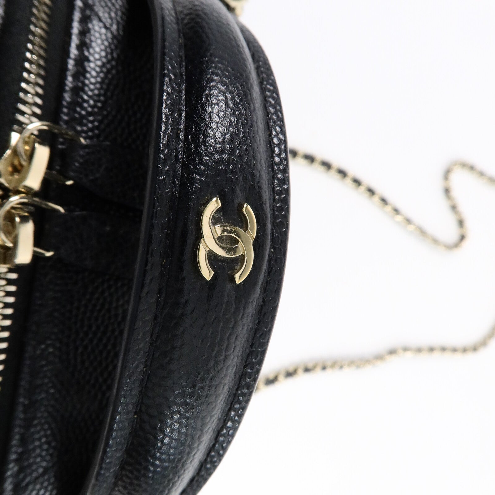 CHANEL 牛皮皮革Bowling Bag鏈帶肩背袋