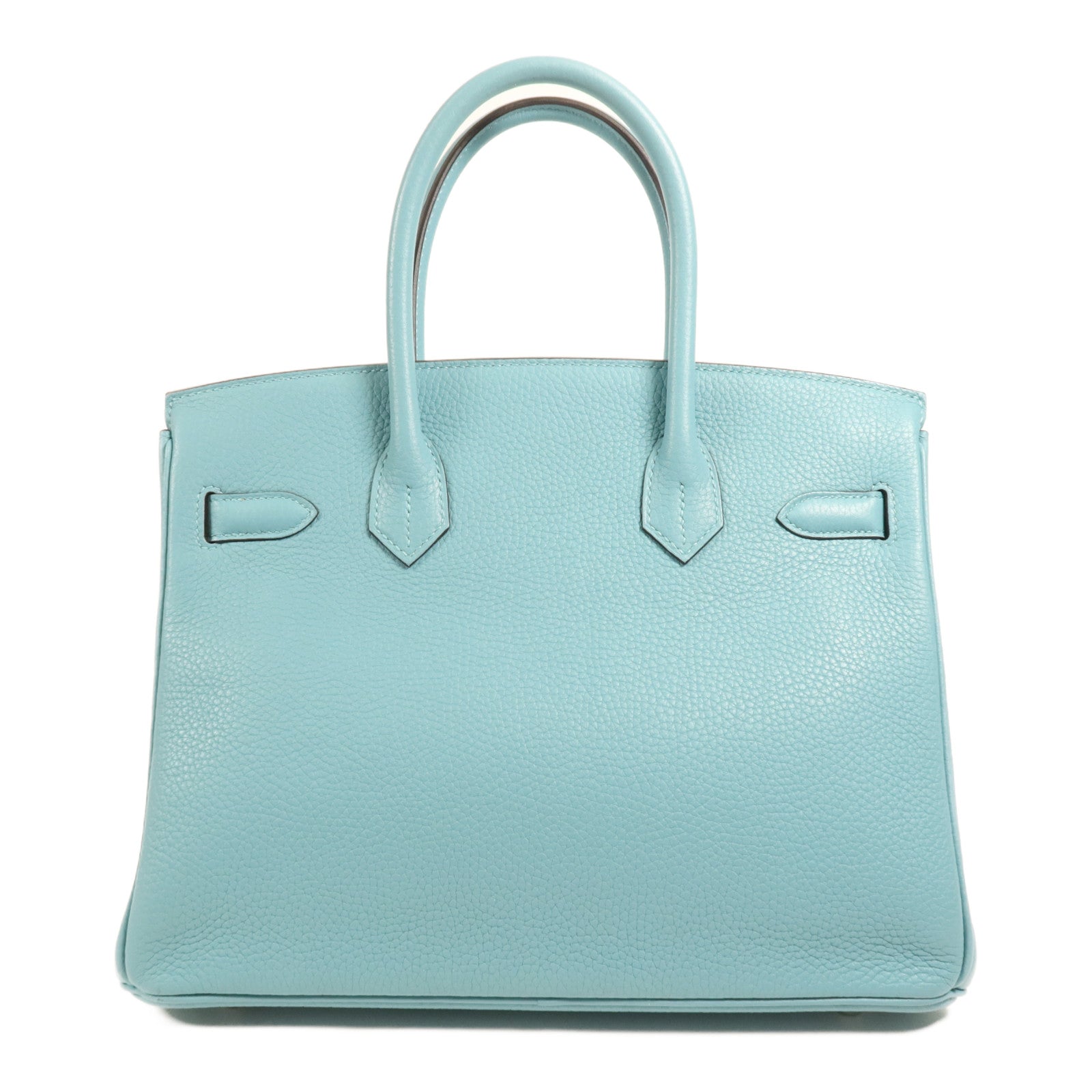 HERMES Clemence皮革Birkin 30銀扣手挽袋Bleu Saint Cyr