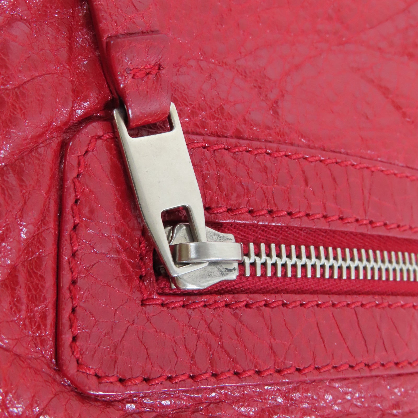 BALENCIAGA 【激減優惠】牛皮皮革Classic Clip M Clutch銀扣手拿包紅色