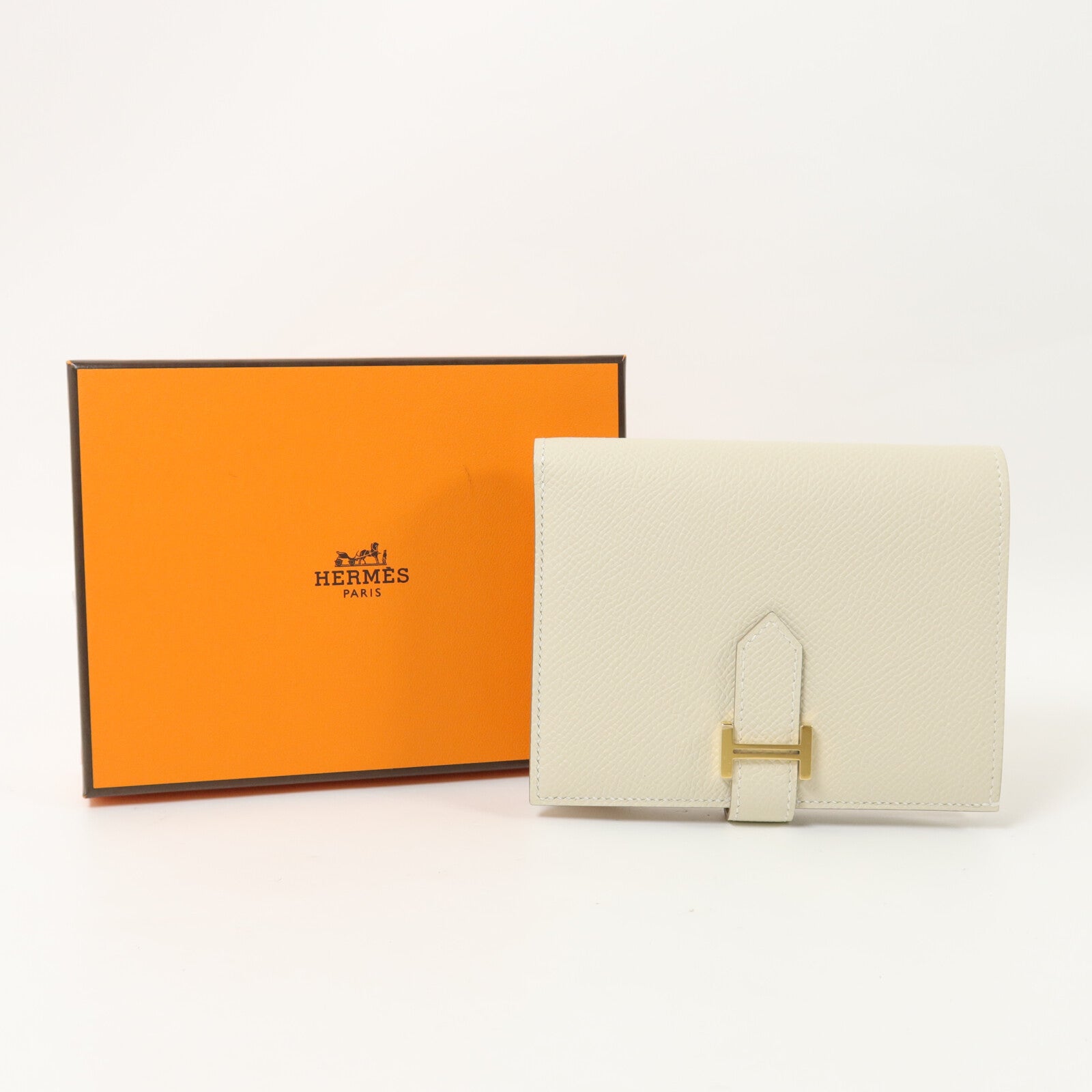 HERMES Epsom皮革Bearn Compact Wallet錢包Craie