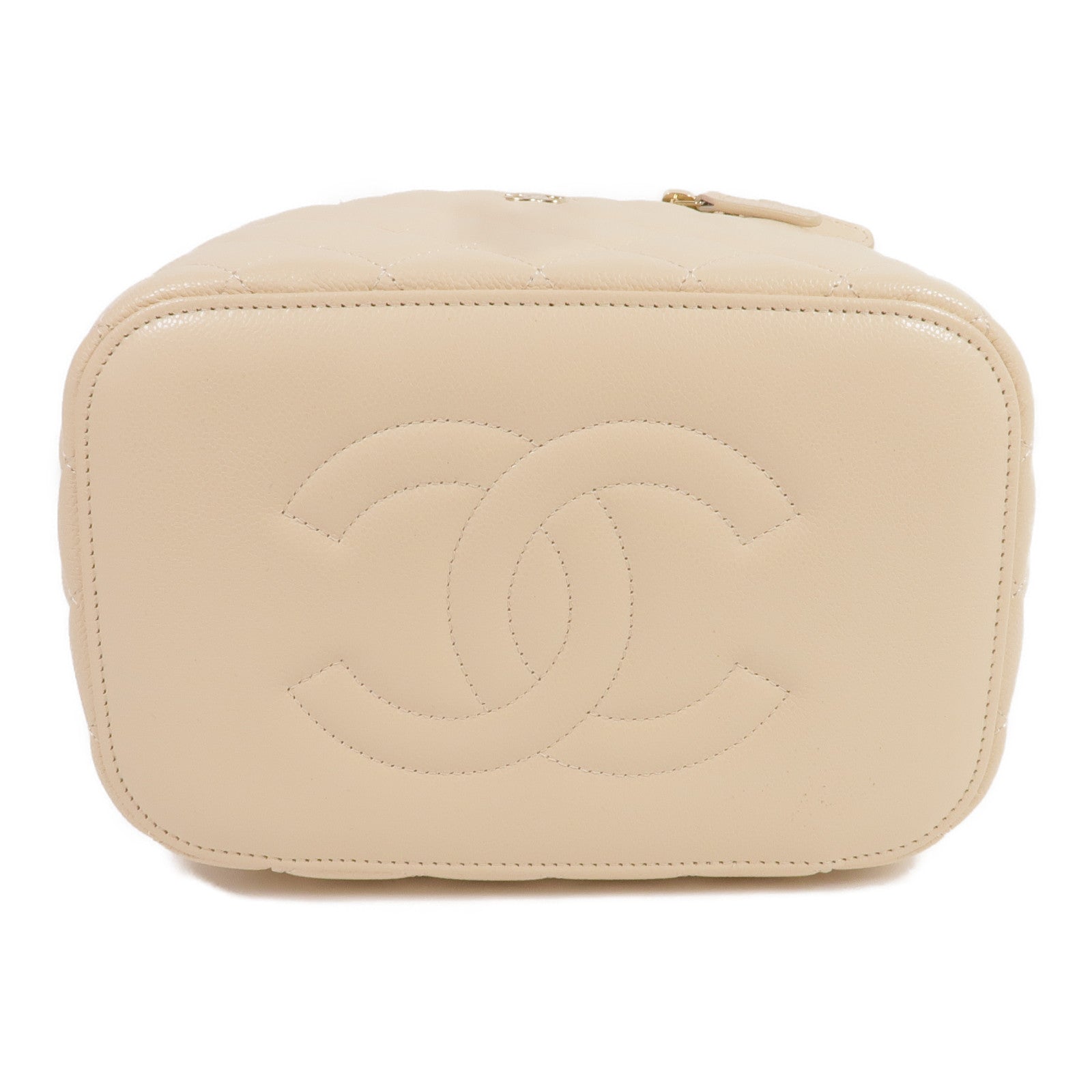 CHANEL 牛皮皮革Vanity Pouch金扣手挽袋/化妝袋