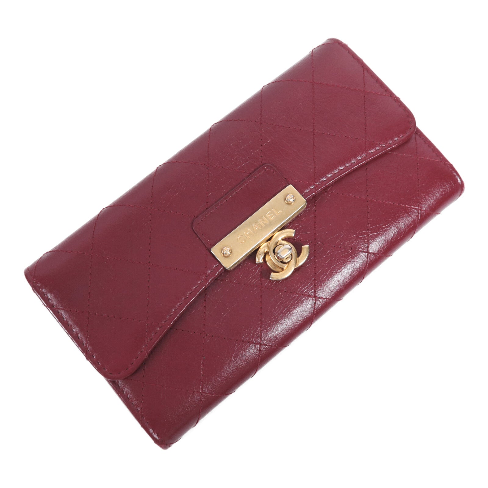 CHANEL 牛皮皮革Long Wallet金扣長錢包