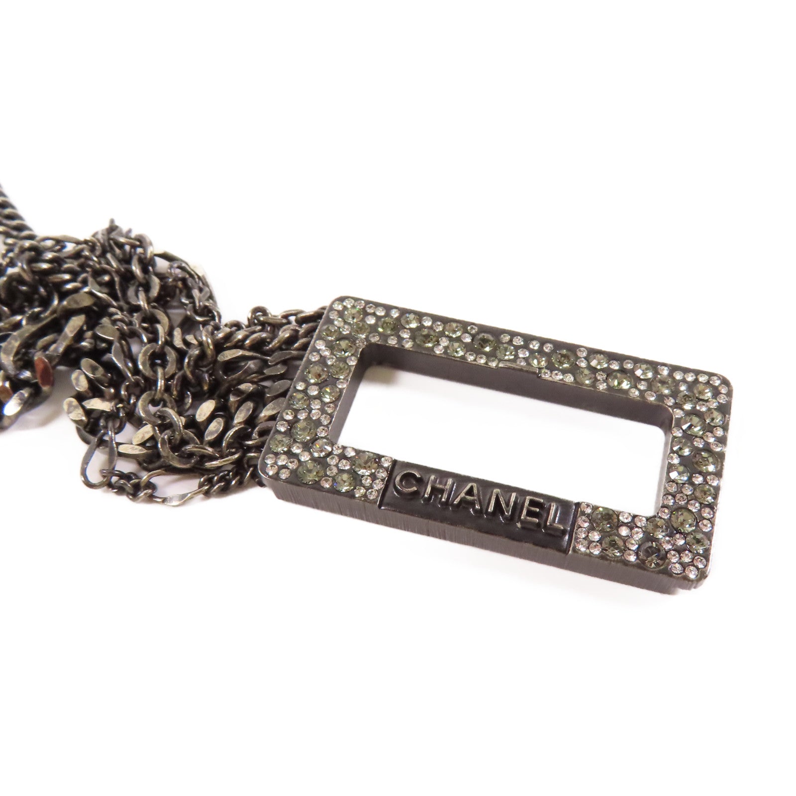 CHANEL CC Necklace Metal Black