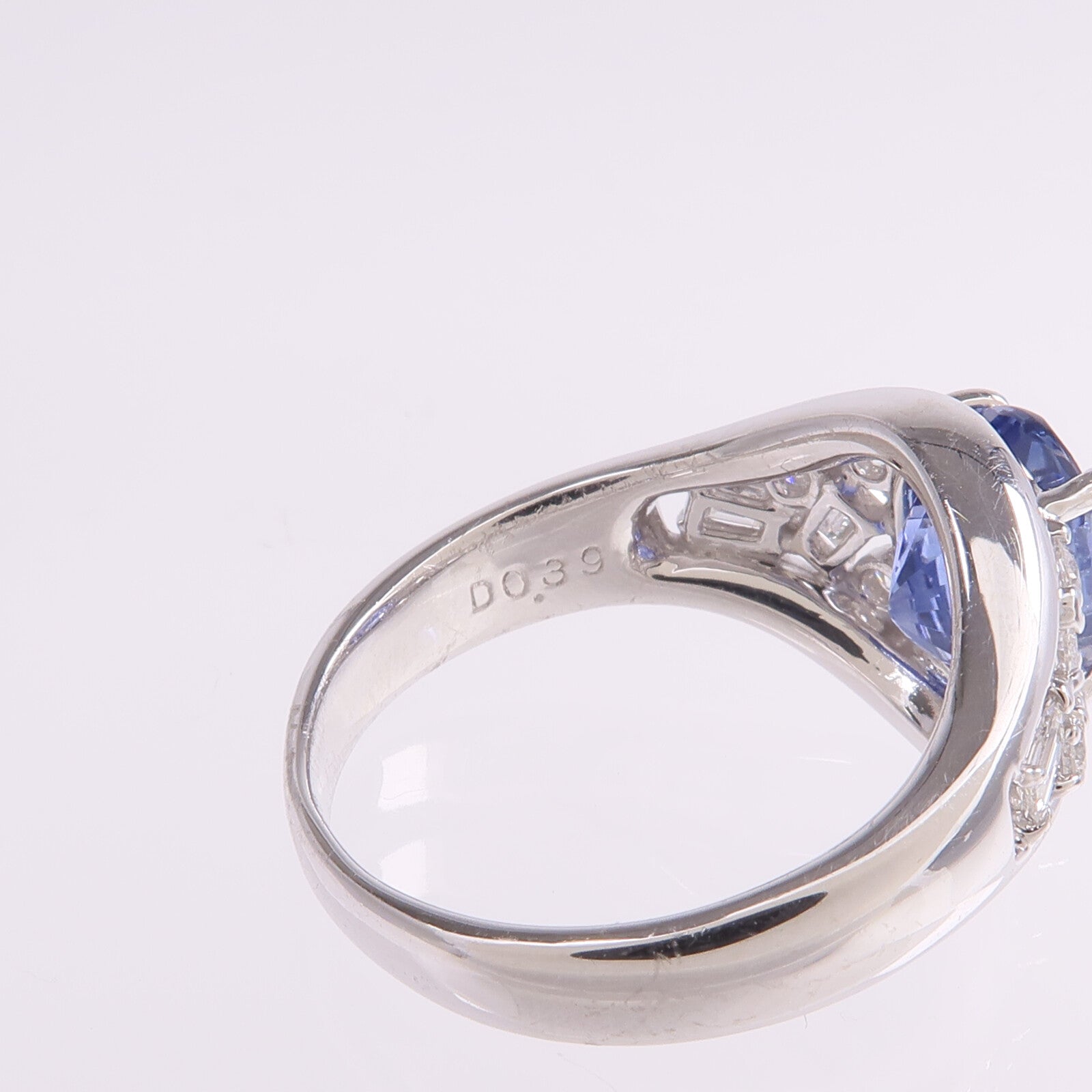 JEWELRY PT900鉑金Sapphire Diamond Ring藍寶石/鑽石戒指US#6.25