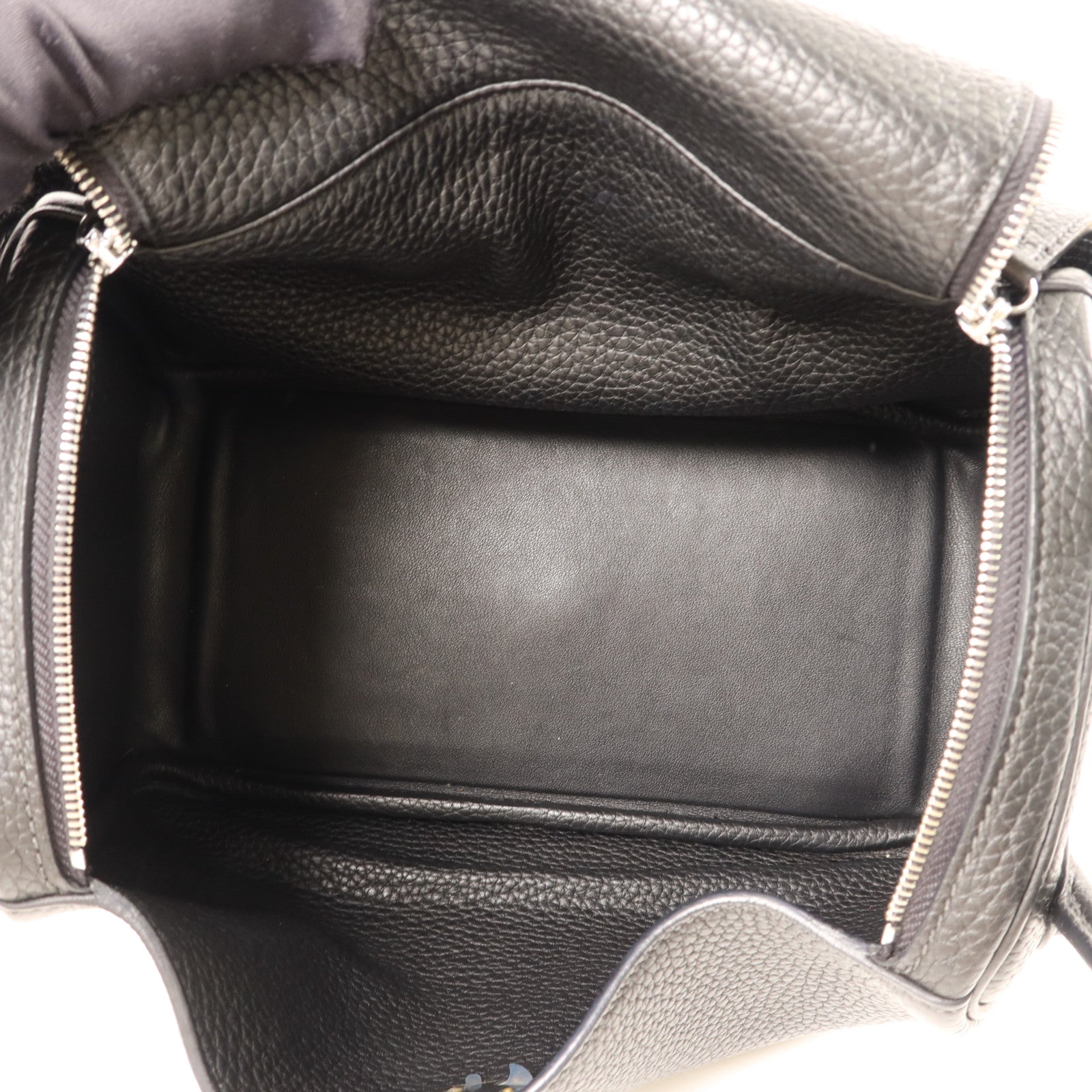 HERMES Clemence皮革Lindy 26銀扣手挽肩背兩用袋Noir
