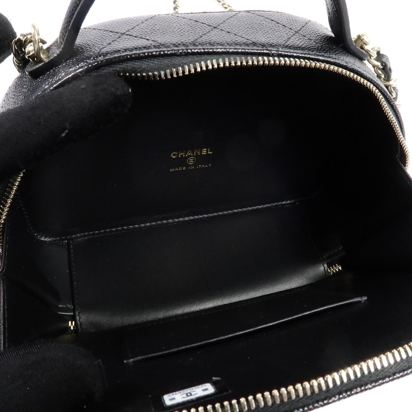 CHANEL 牛皮皮革Bowling Bag鏈帶肩背袋