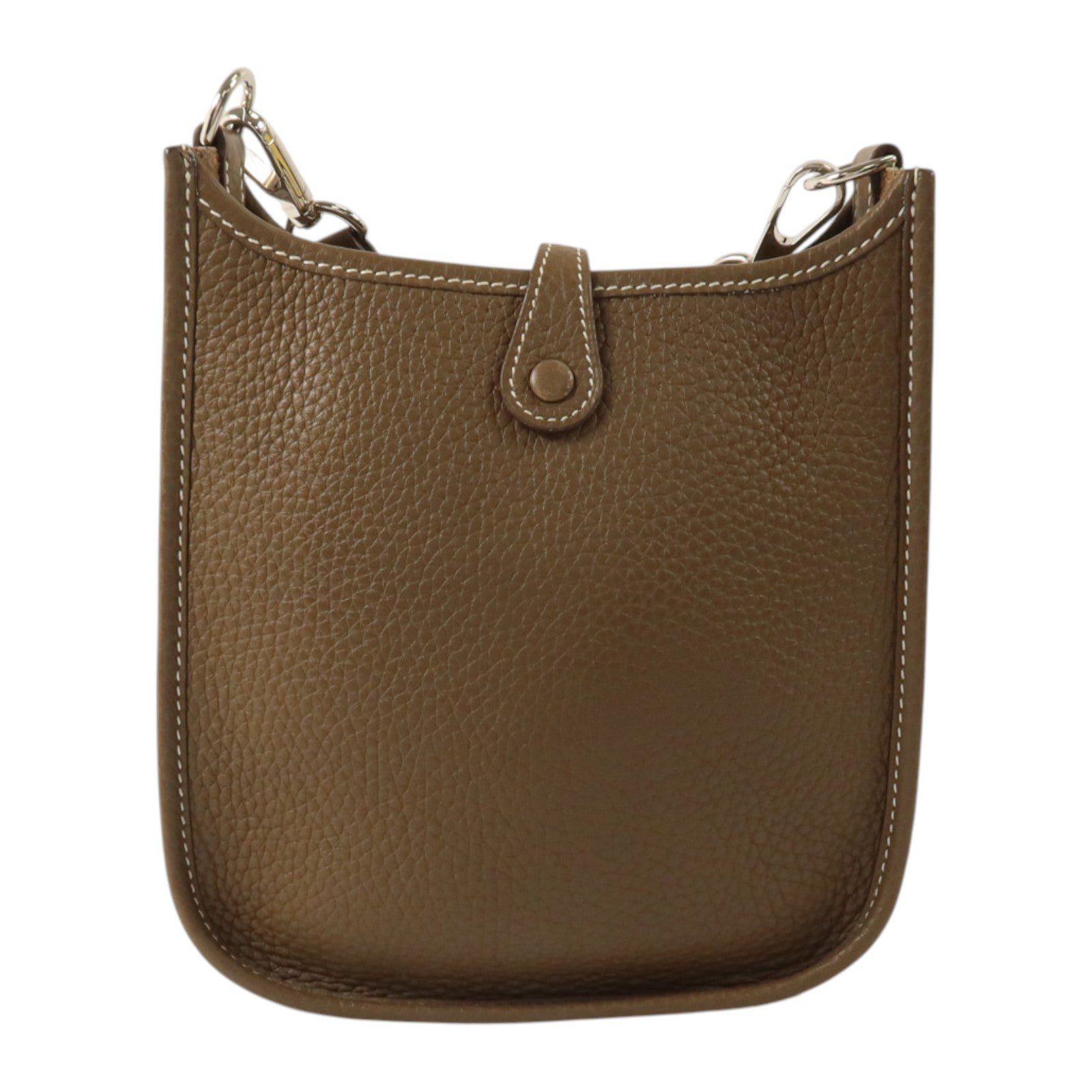 HERMES Clemence皮革Evelyne TPM銀扣肩背袋Etoupe