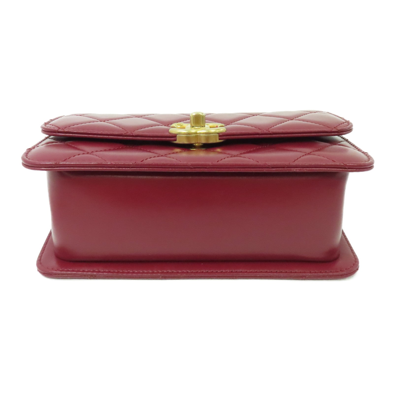 CHANEL 【激減優惠】菱格牛皮皮革Chain Shoulder Bag金扣鏈帶肩背袋紅色