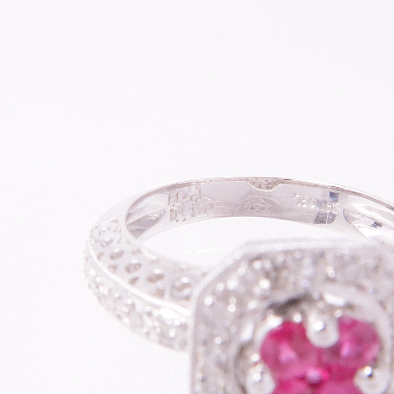 JEWELRY 【激減優惠】18K白金Ruby Diamond Ring紅寶石/鑽石戒指US#6