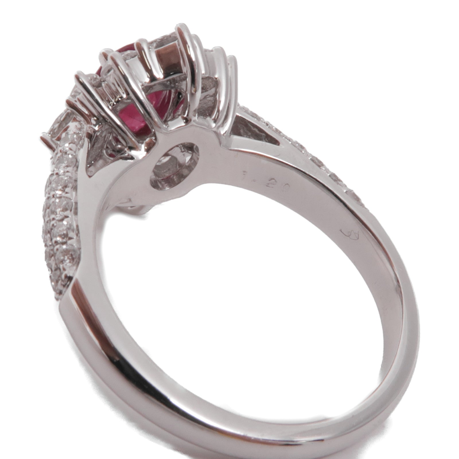 JEWELRY 18K白金Ruby Diamond Ring紅寶石/鑽石戒指US#6