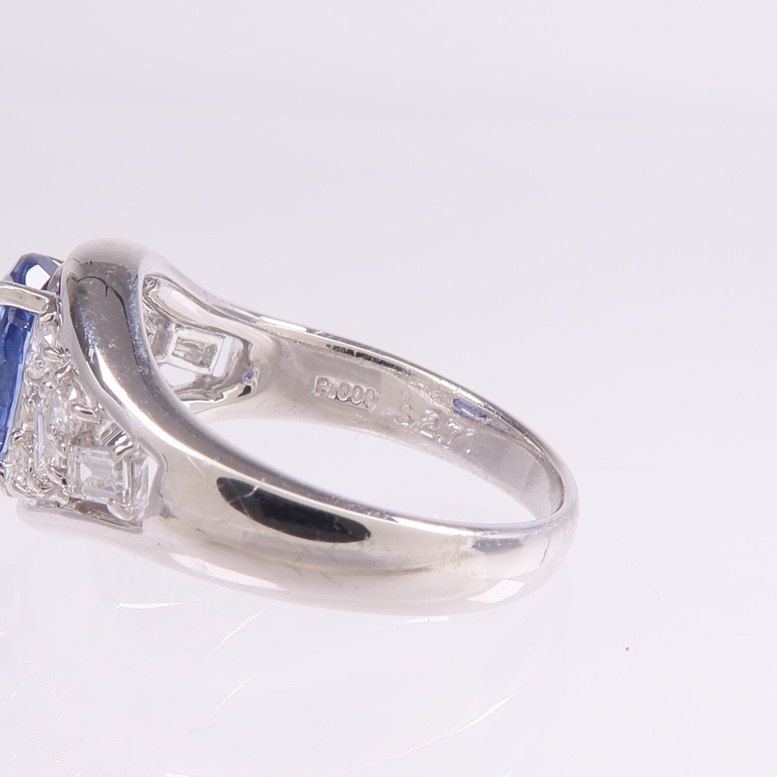 JEWELRY PT900鉑金Sapphire Diamond Ring藍寶石/鑽石戒指US#6.25