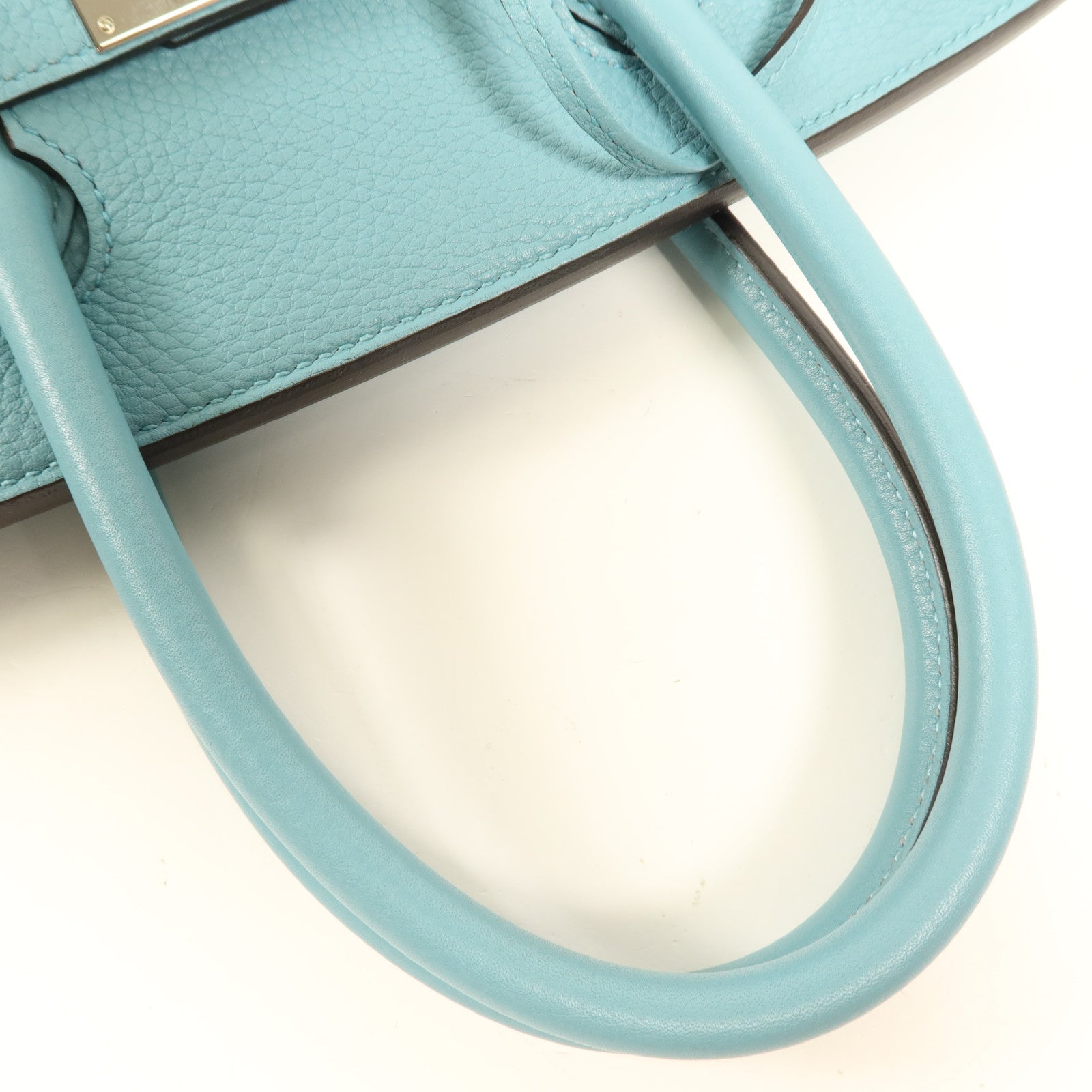 HERMES Clemence皮革Birkin 30銀扣手挽袋Bleu Saint Cyr