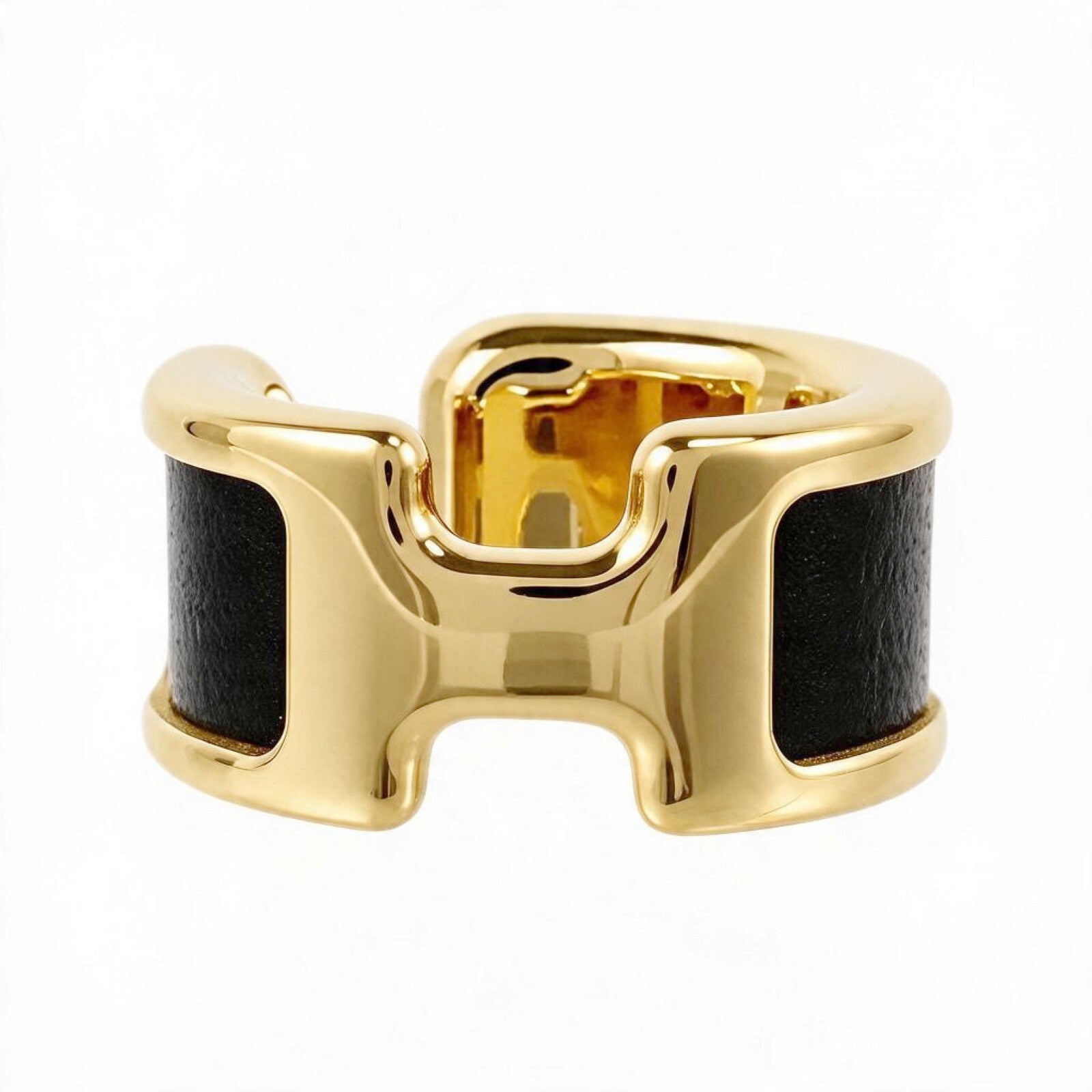 HERMES Box皮革/金屬Olympe Ear Cuff耳夾Black