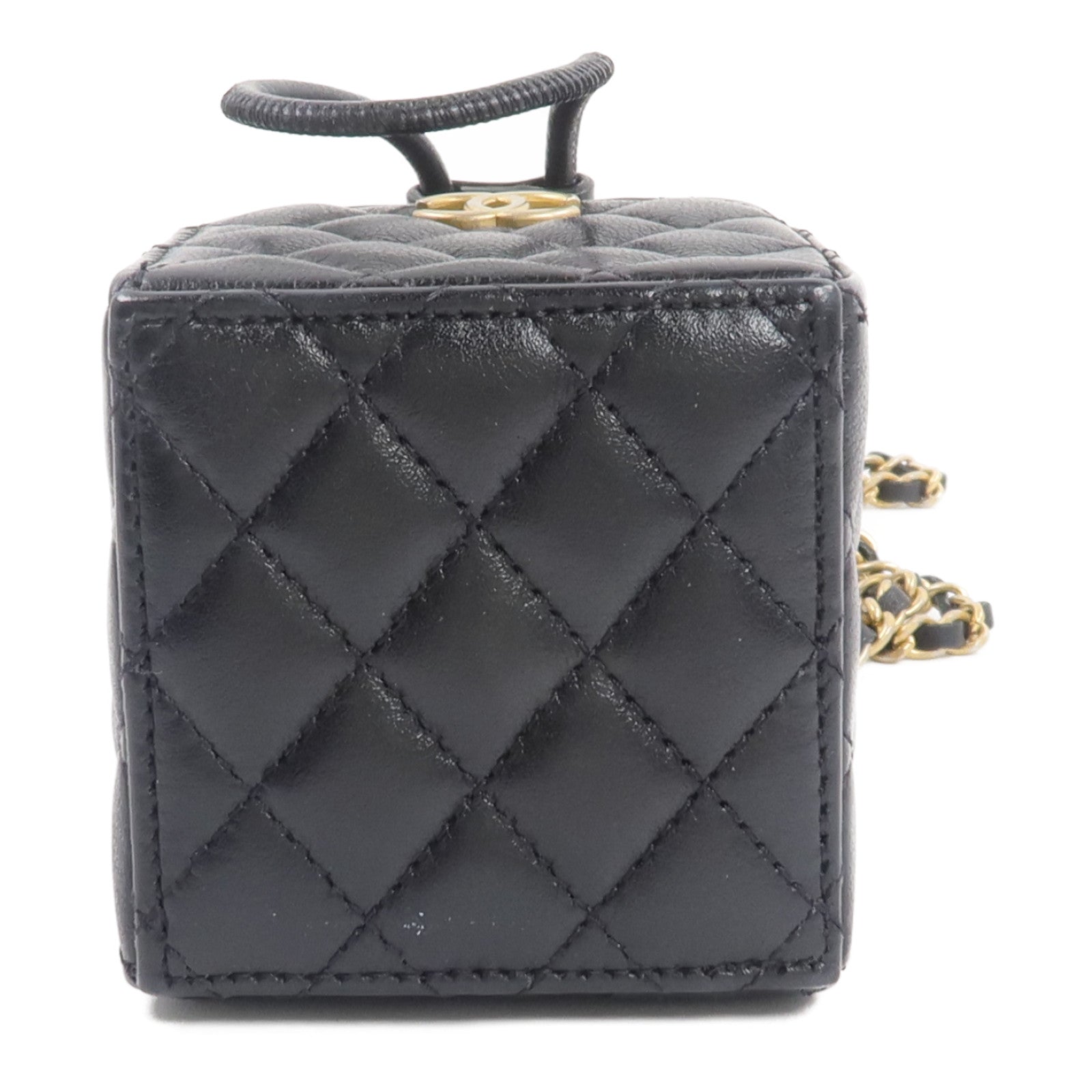 CHANEL 牛皮皮革Mini Drawstring Bucket Bag鏈帶肩背袋