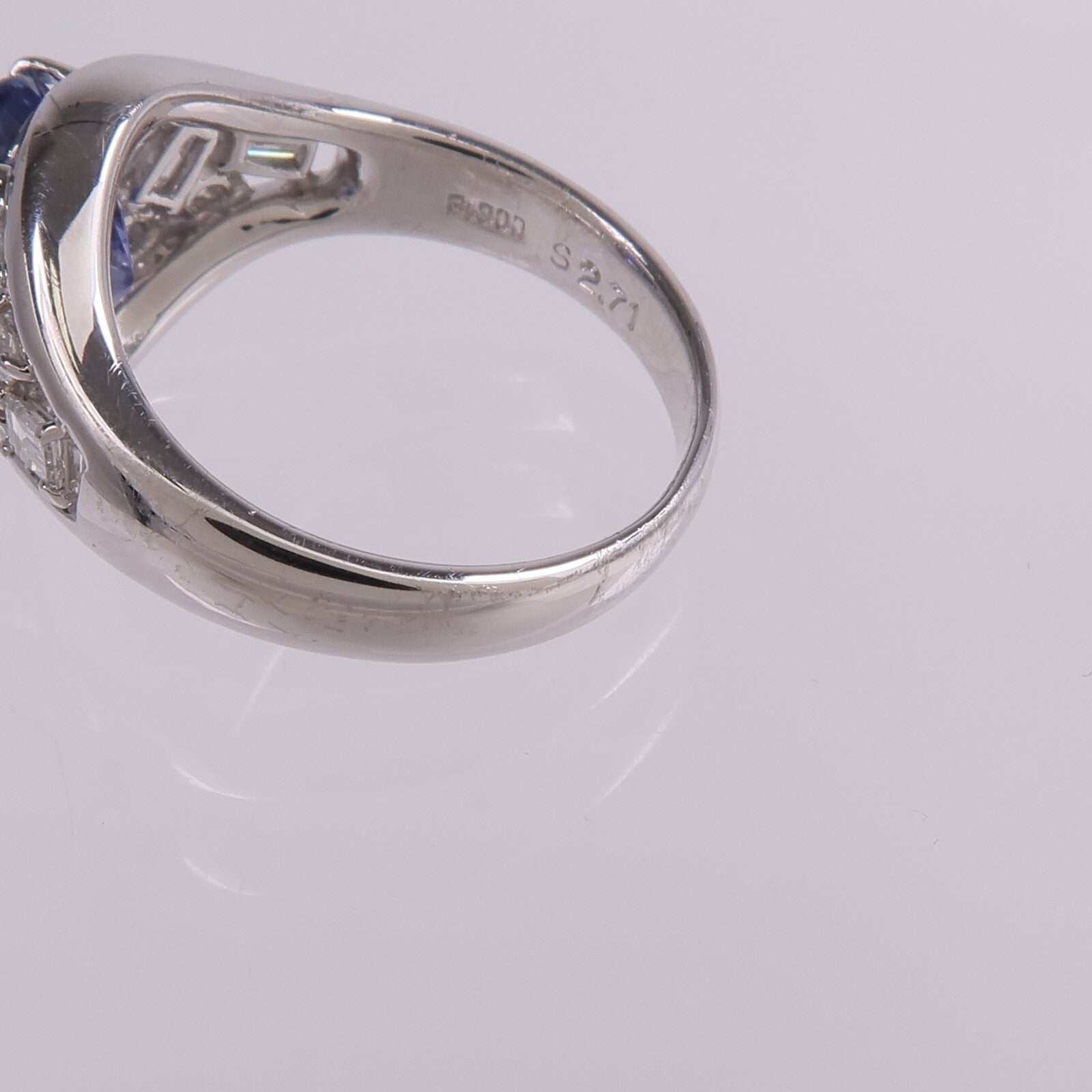 JEWELRY PT900鉑金Sapphire Diamond Ring藍寶石/鑽石戒指US#6.25