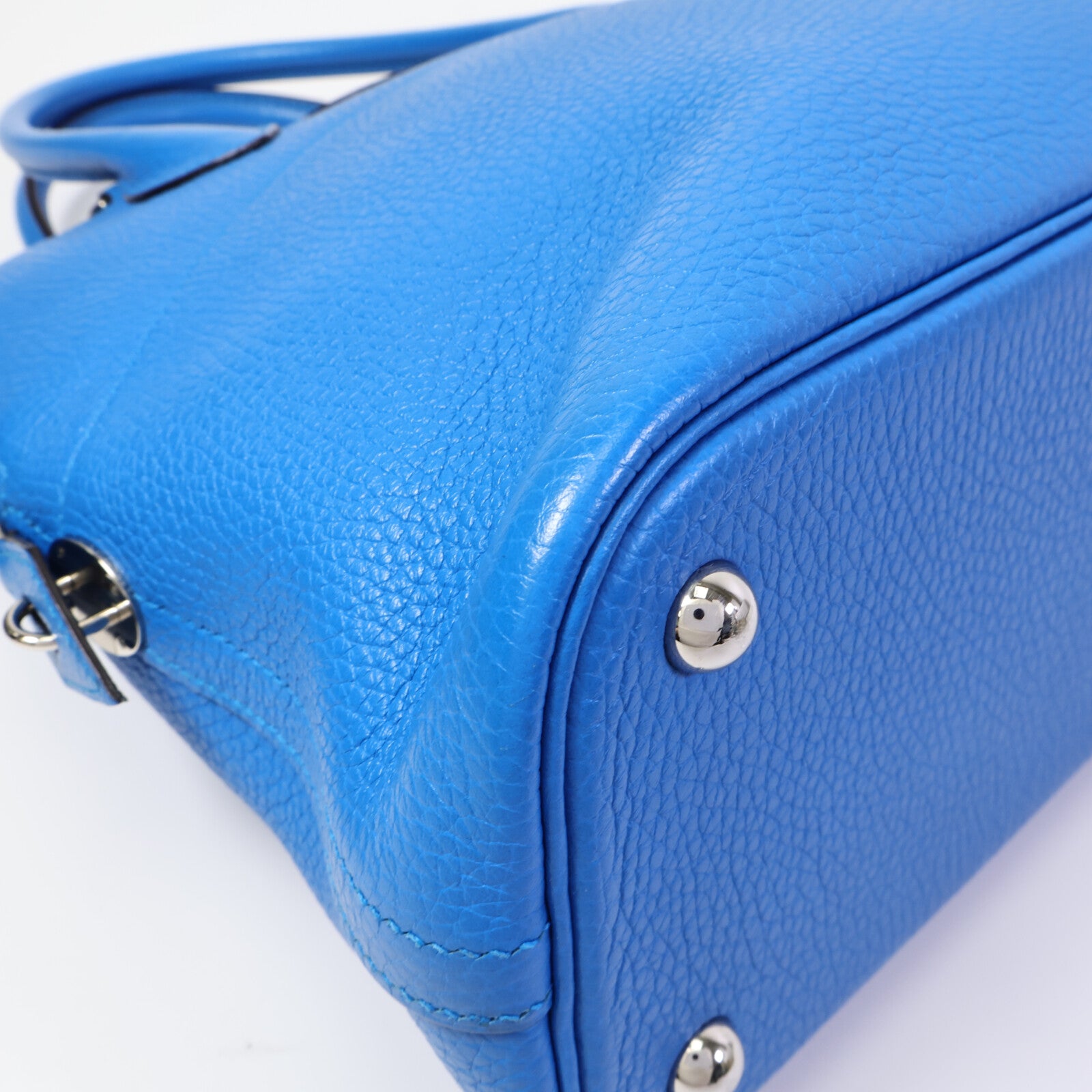HERMES Clemence皮革Bolide 31手挽袋Bleu Hydra