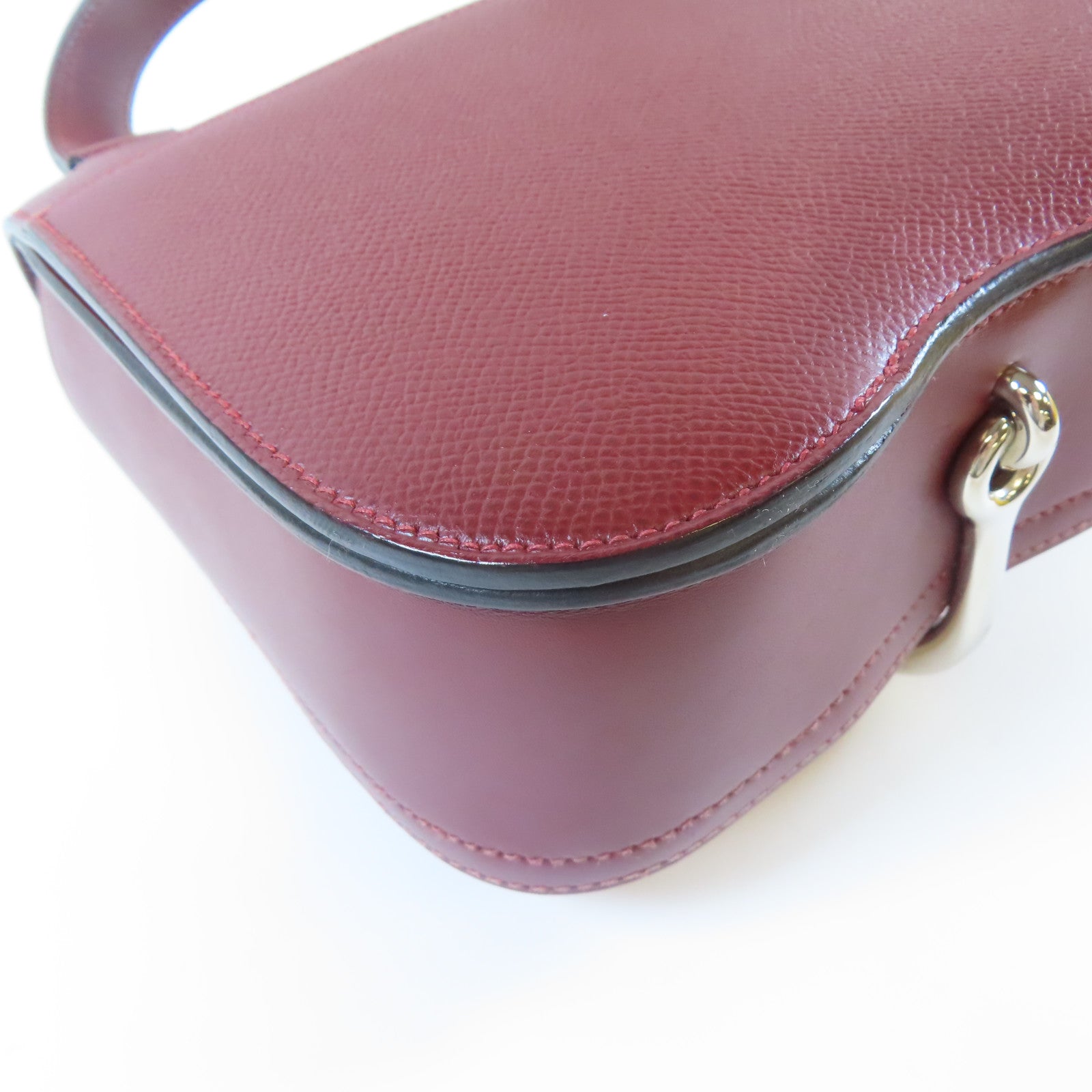 HERMES Veau Epsom皮革Della Cavaller Mini銀扣肩背袋紅色