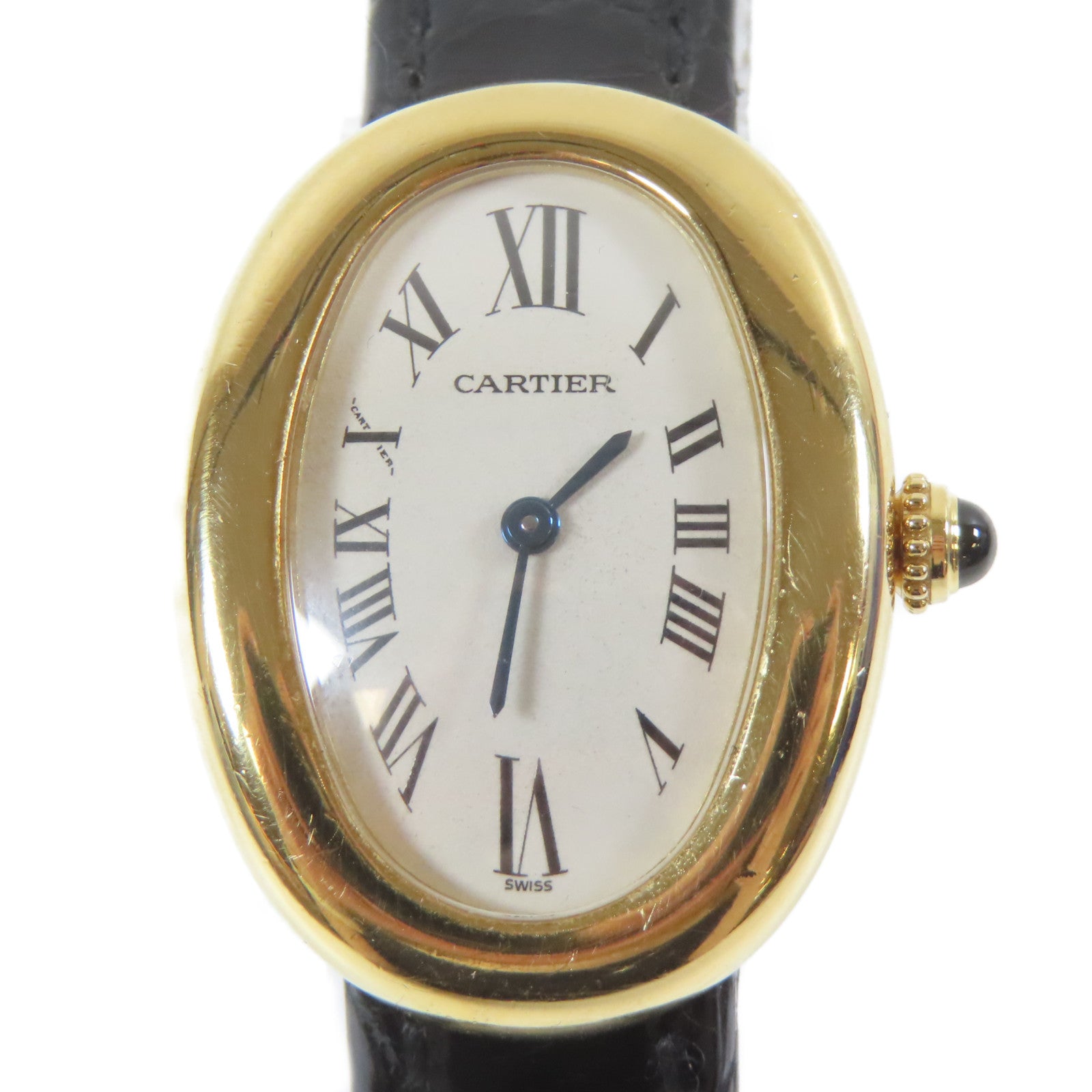 CARTIER Baignoire 18K黃金石英機芯手錶白色