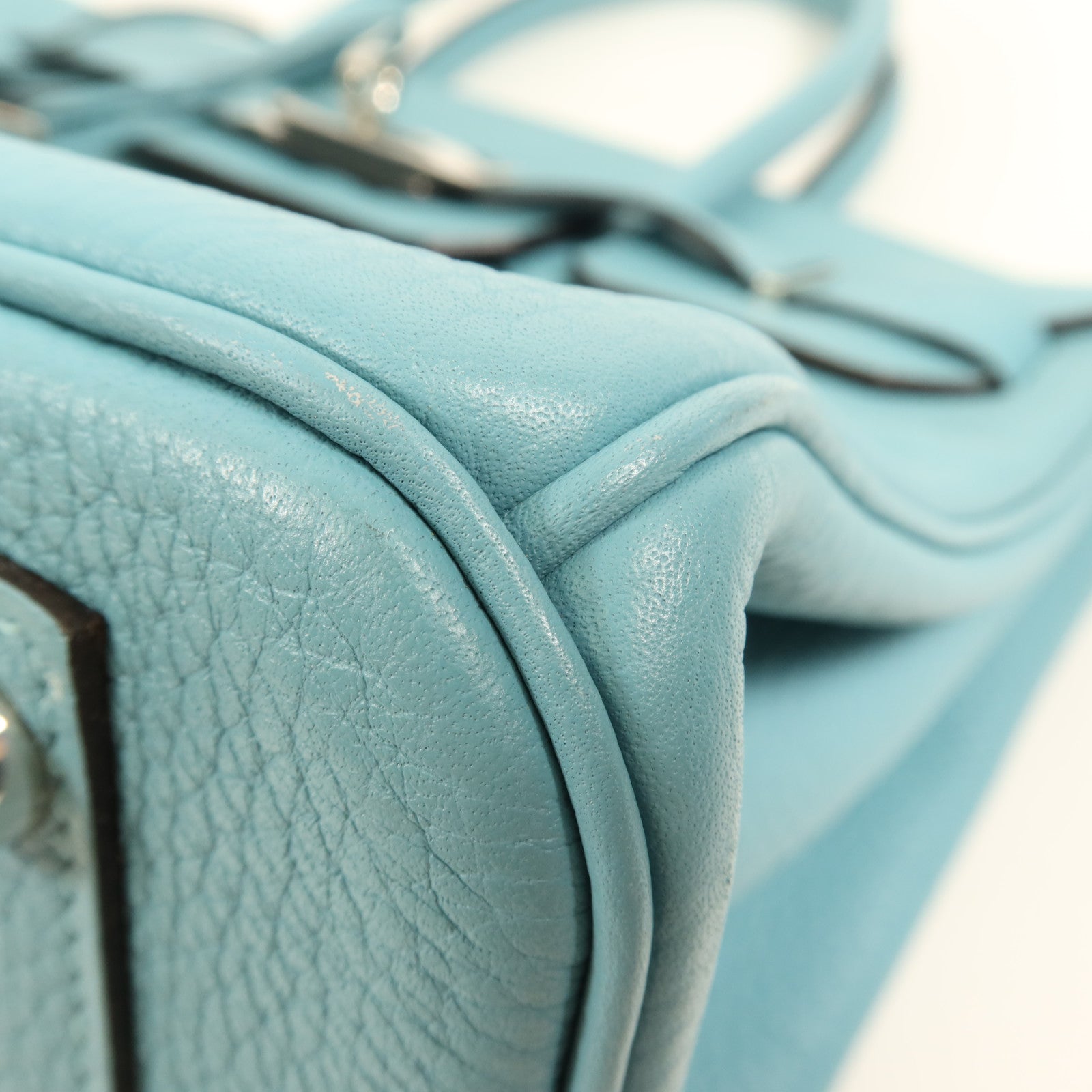 HERMES Clemence皮革Birkin 30銀扣手挽袋Bleu Saint Cyr