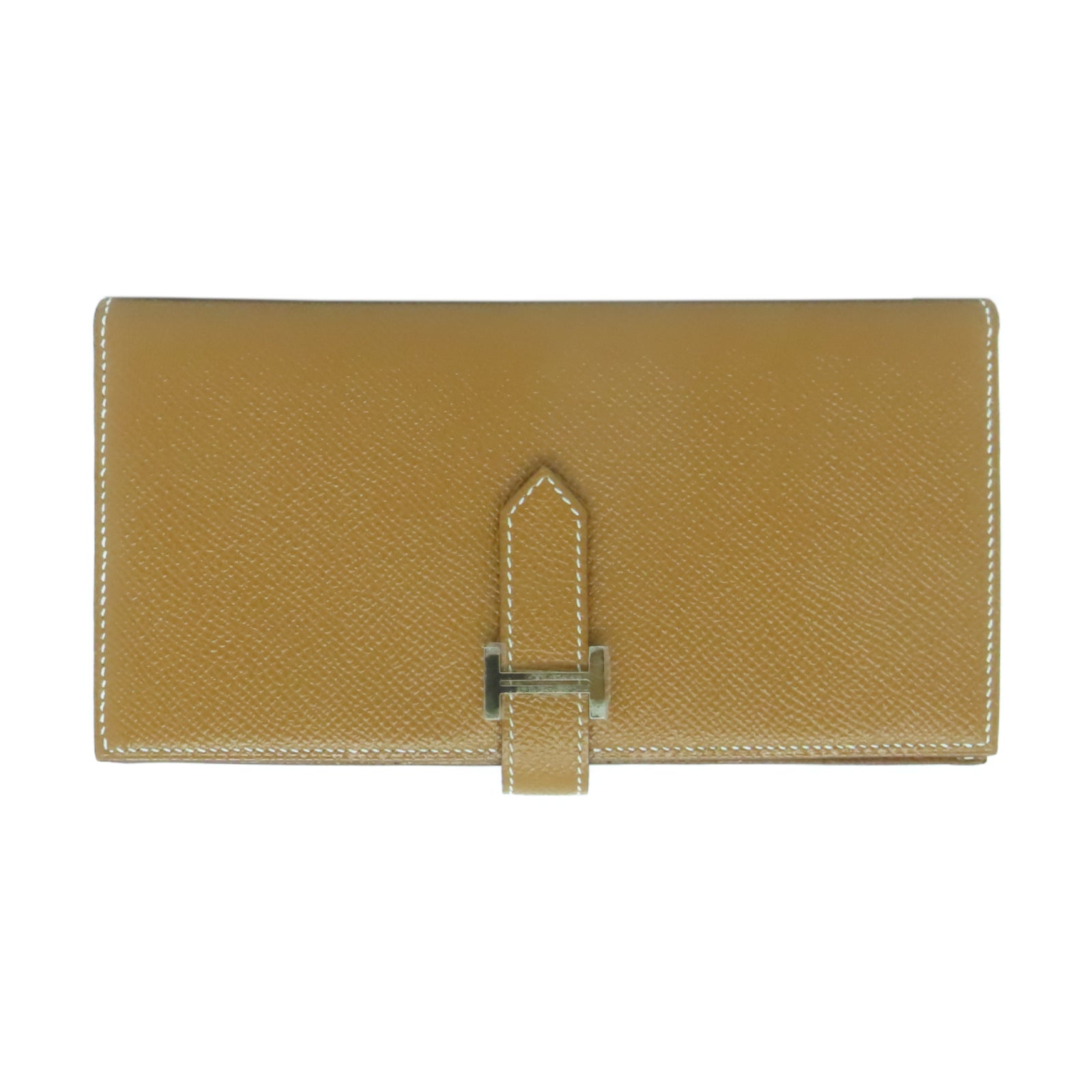 HERMES 【激減優惠】Epsom皮革Bearn Long Wallet銀扣長錢包Gold經典駝色