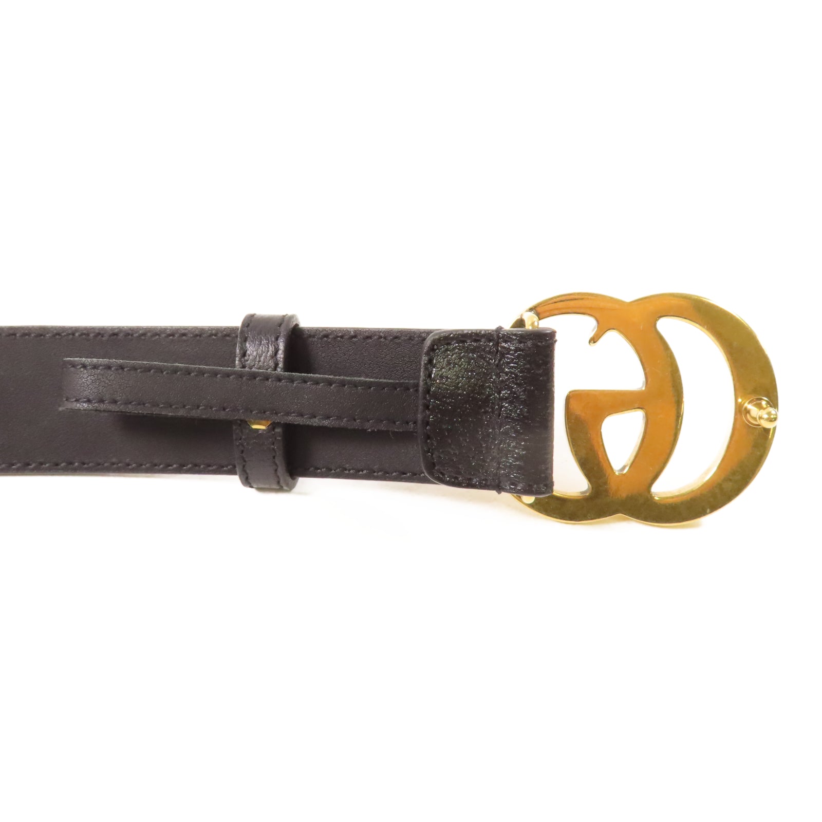 GUCCI 牛皮皮革Belt 75cm金扣皮帶黑色