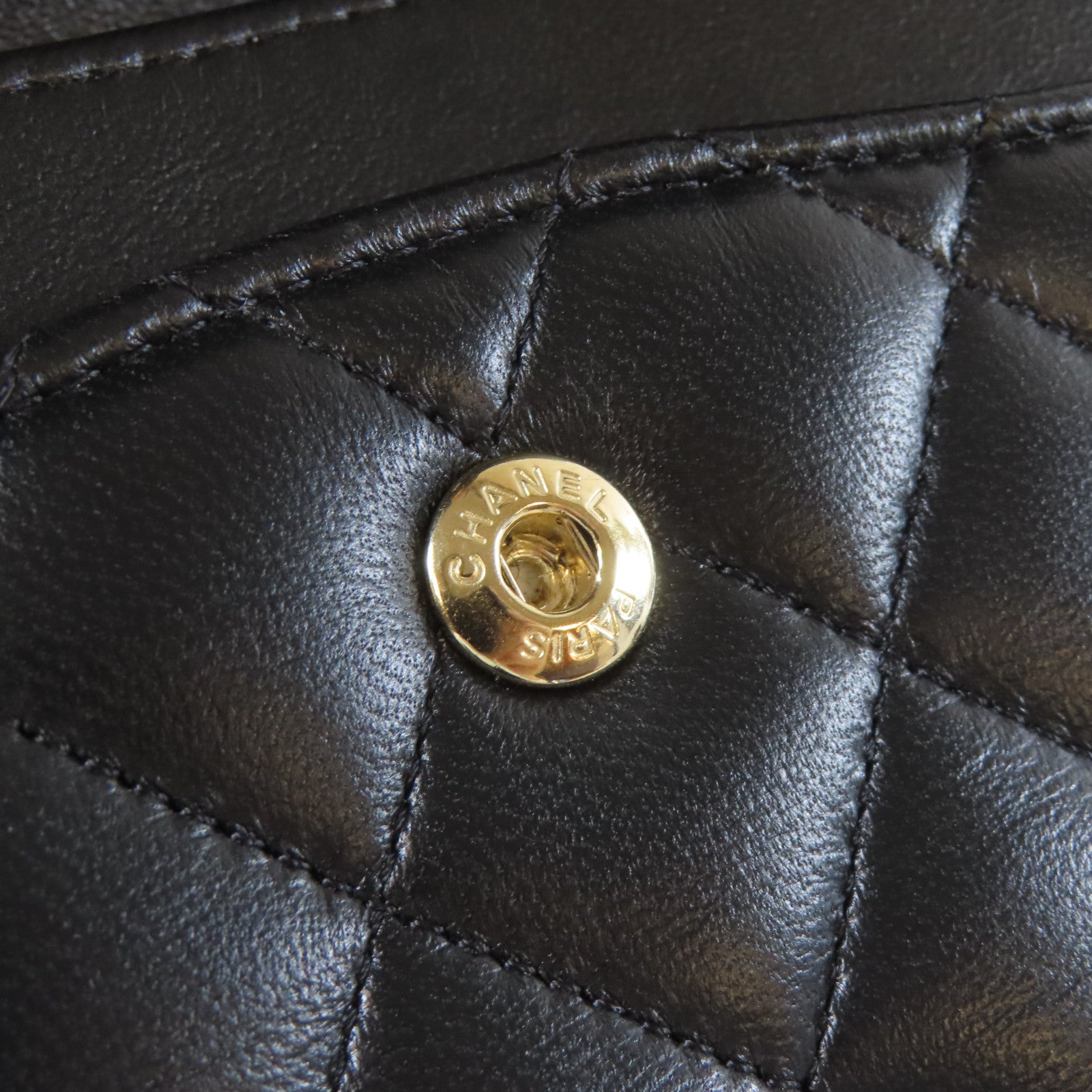 CHANEL 菱格羊皮皮革Chain Shoulder玫瑰金扣鏈帶肩背袋黑色