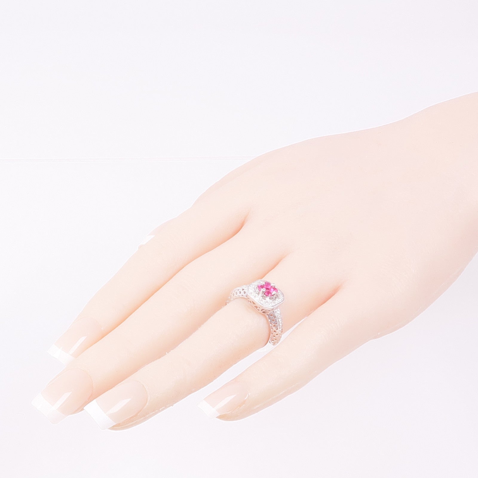 JEWELRY 【激減優惠】18K白金Ruby Diamond Ring紅寶石/鑽石戒指US#6