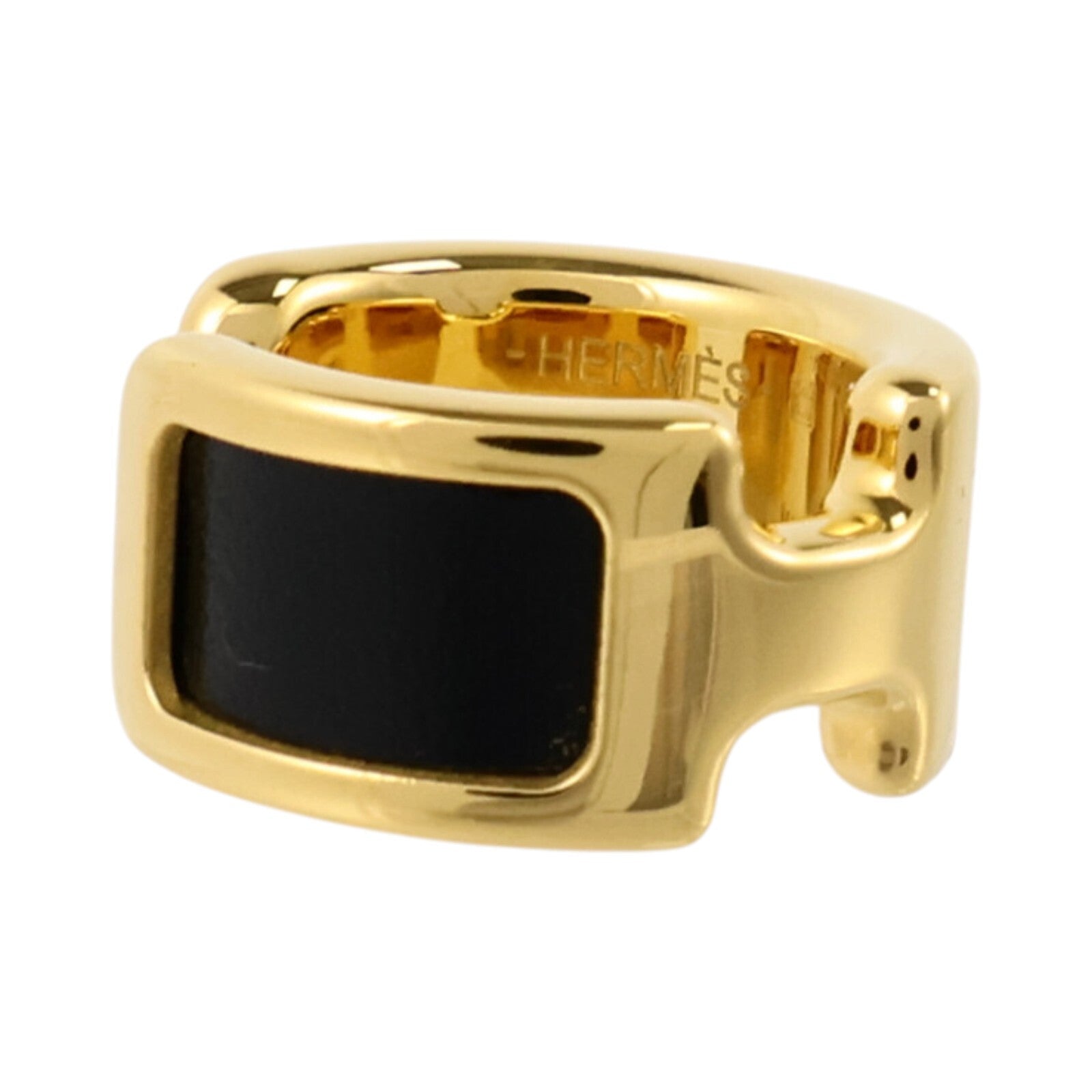 HERMES Box皮革/金屬Olympe Ear Cuff耳夾Black