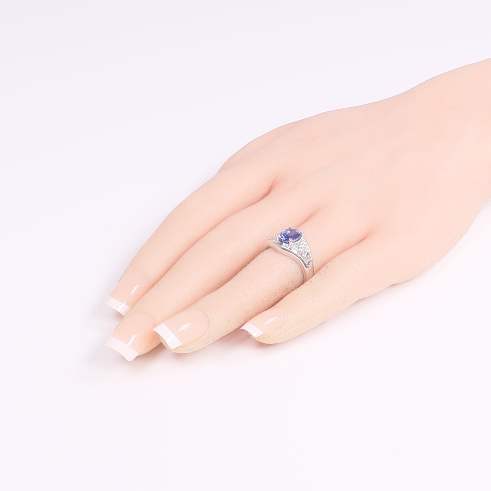 JEWELRY PT900鉑金Sapphire Diamond Ring藍寶石/鑽石戒指US#6.25