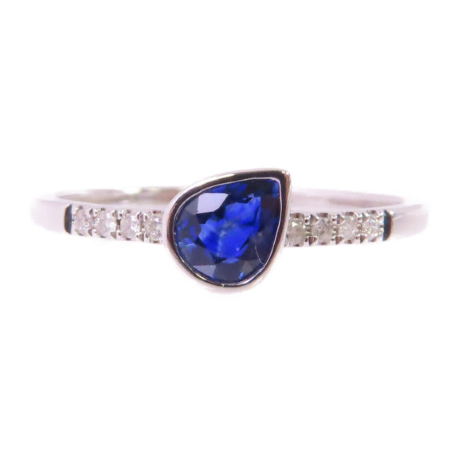 JEWELRY 18K白金/0.38ct藍寶石/0.05ct鑽石Sapphire Diamond Ring戒指US#5.25