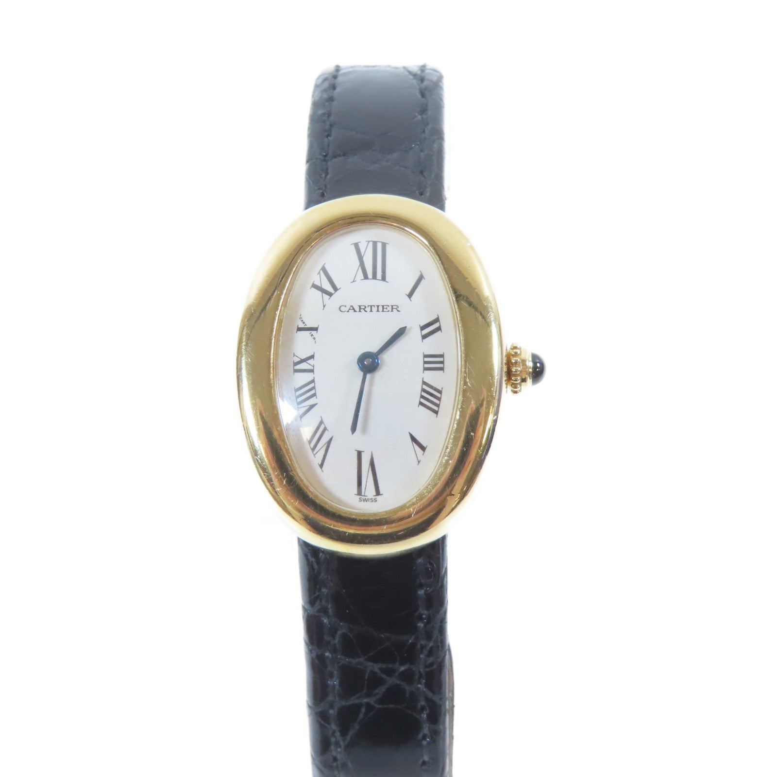 CARTIER Baignoire 18K黃金石英機芯手錶白色