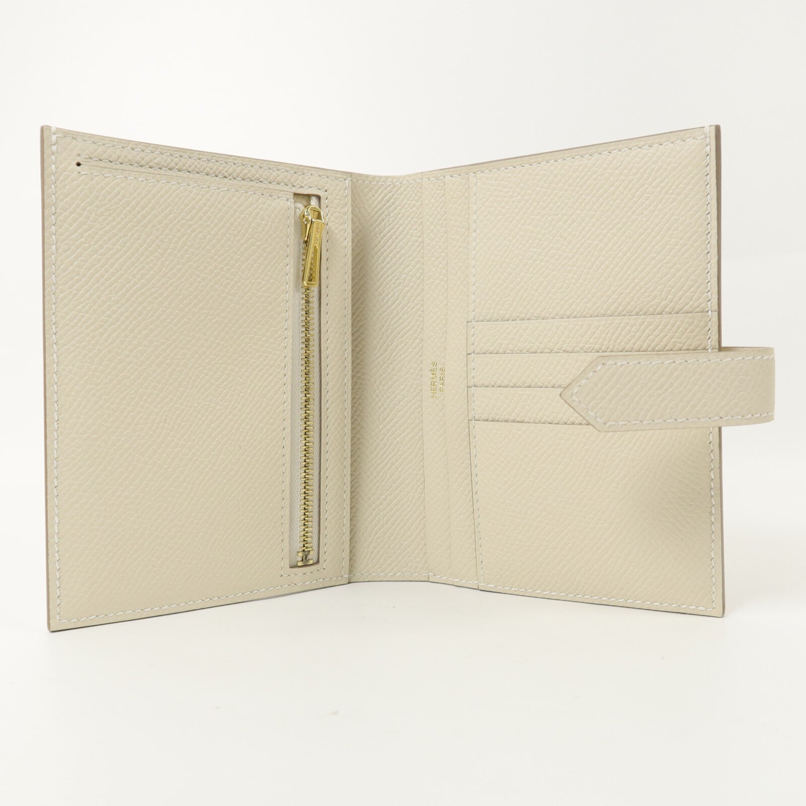HERMES Epsom皮革Bearn Compact Wallet錢包Craie
