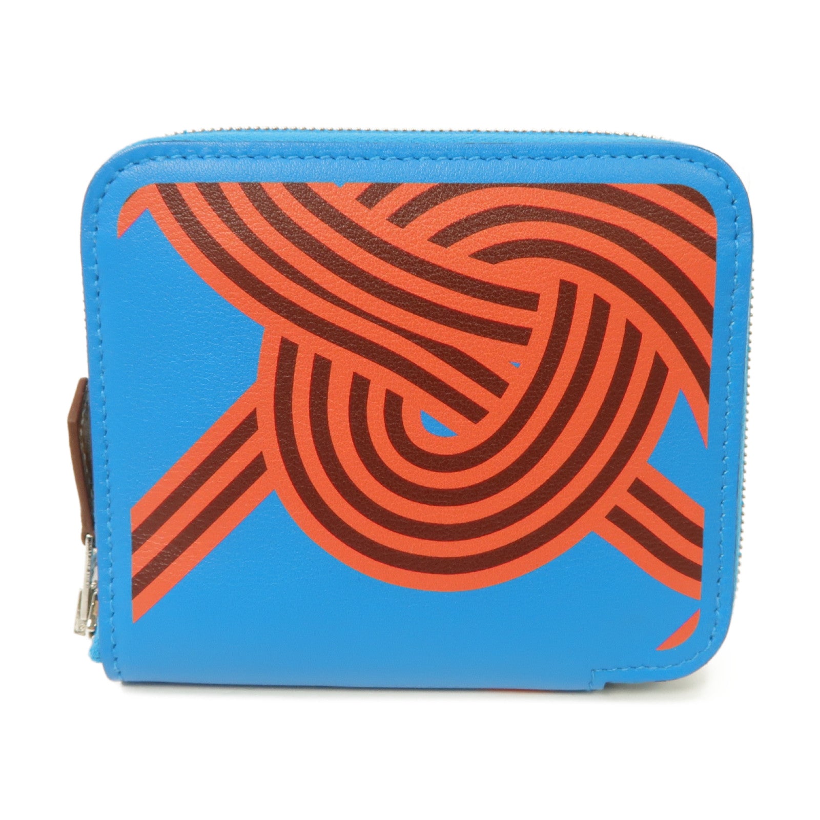 HERMES Swift皮革Silk In Compact Walle銀扣錢包Bleu Frida/Rouge HBleu Frida/Rouge H藍色/粉紅色