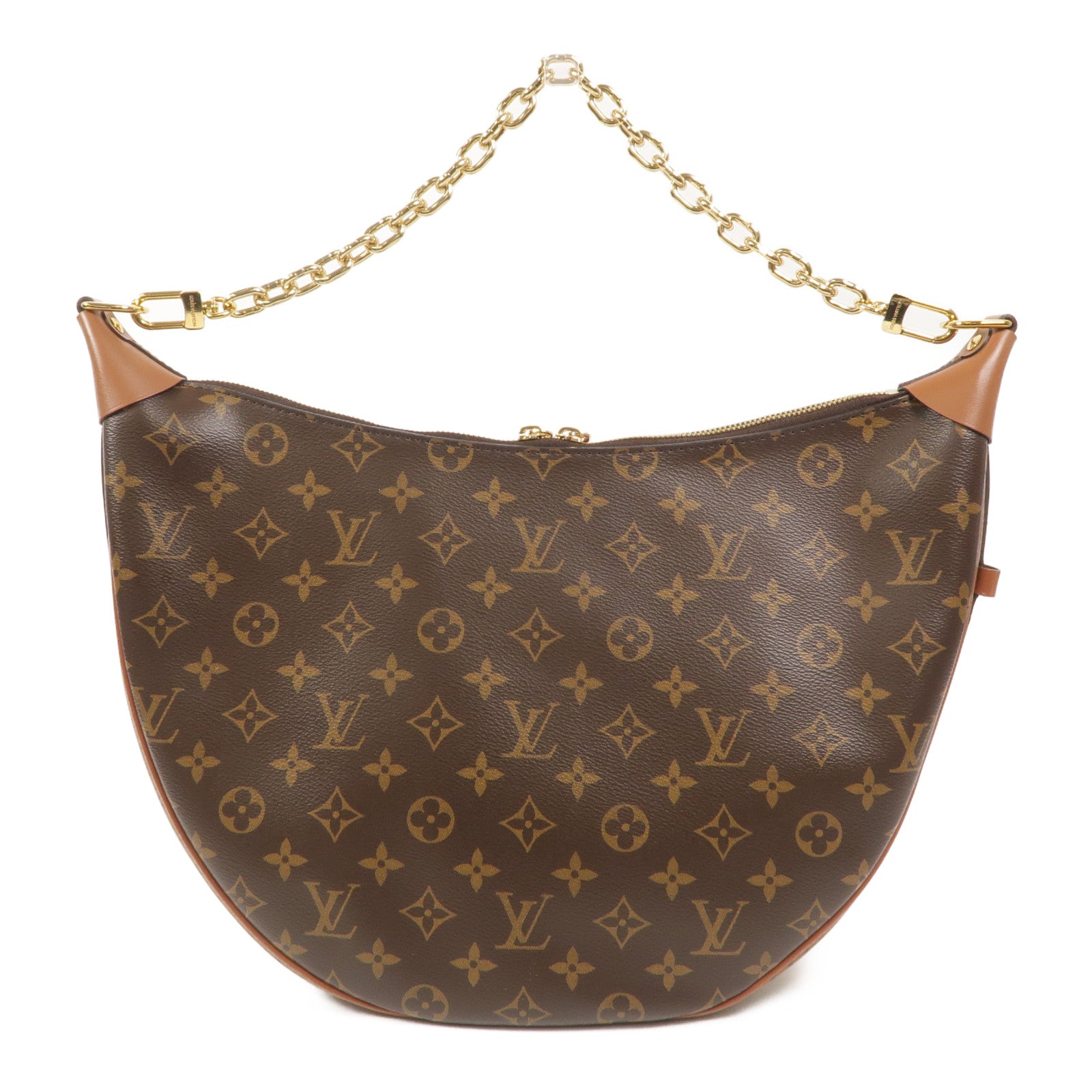 LOUIS VUITTON Monogram Reverse Loop Hobo金扣手挽肩背兩用袋棕色