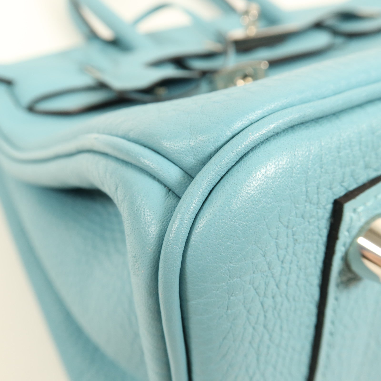 HERMES Clemence皮革Birkin 30銀扣手挽袋Bleu Saint Cyr