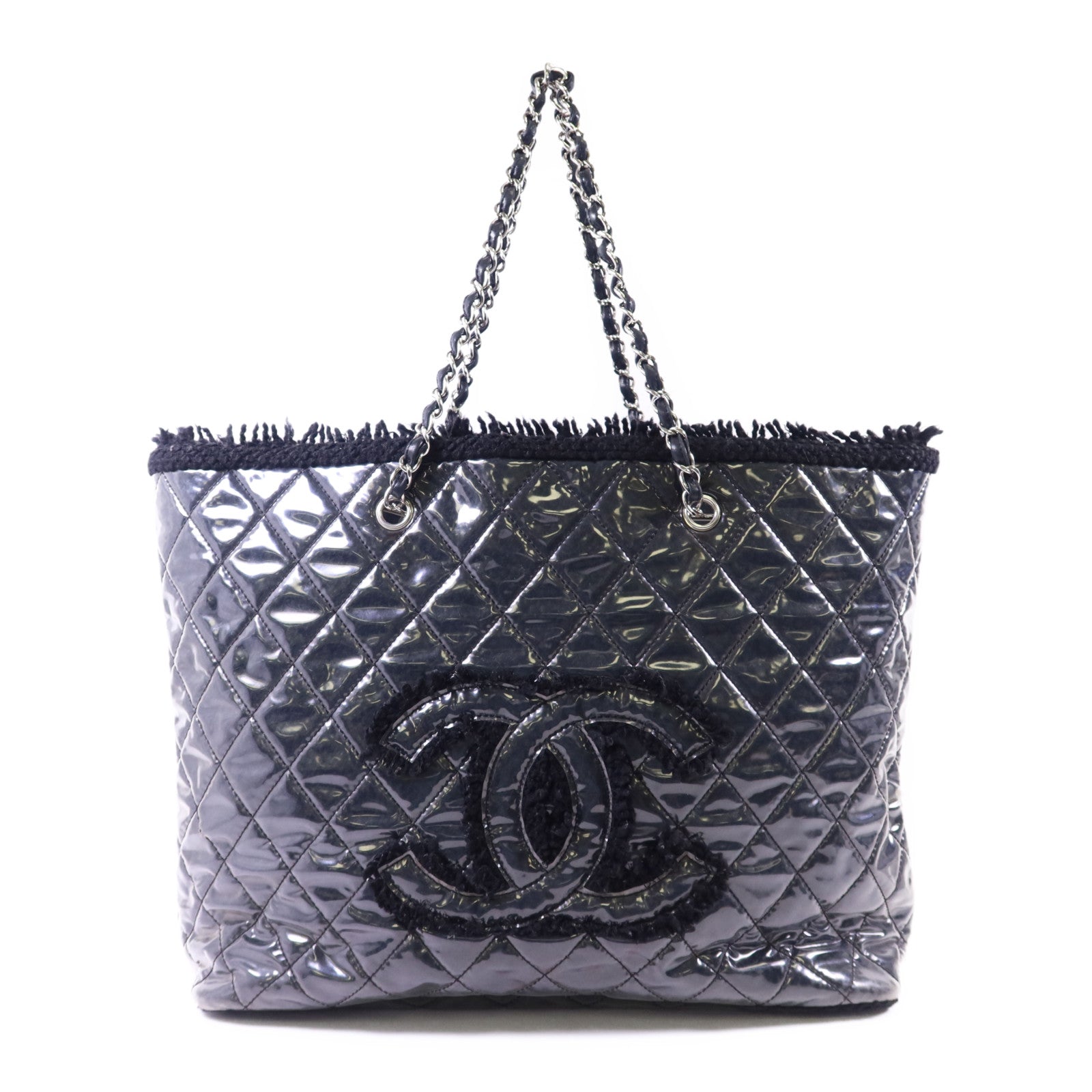 CHANEL PVC Tote Bag銀扣肩背袋