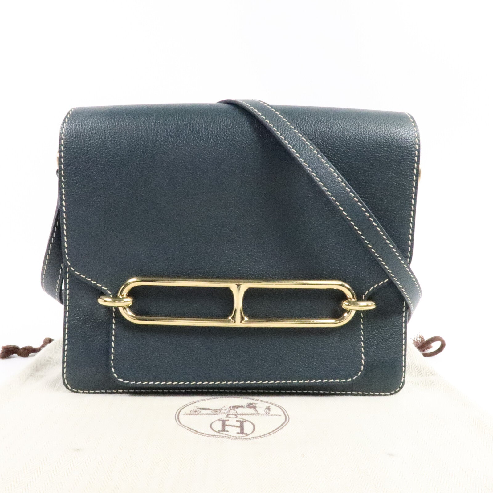 HERMES Evercolor皮革Roulis 23肩背袋Vert Cypres