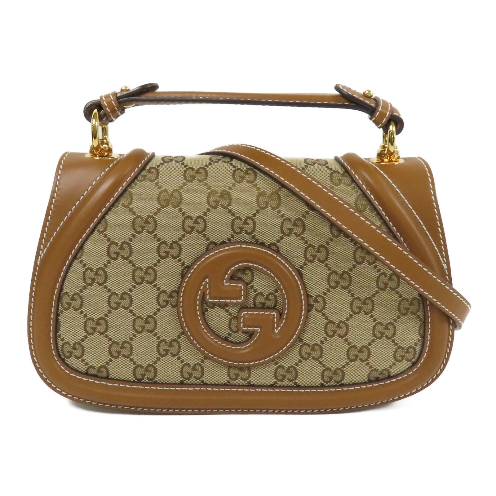 GUCCI 帆布Medium Blondie金扣手挽袋