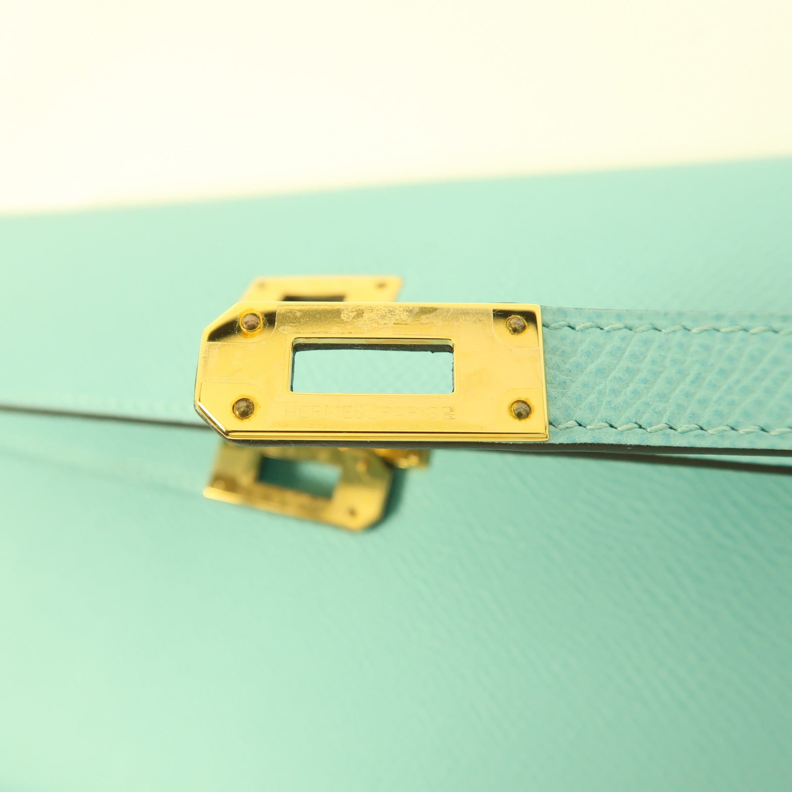 HERMES 【激減優惠】Epsom皮革Kelly Long Wallet金扣長錢包Atoll