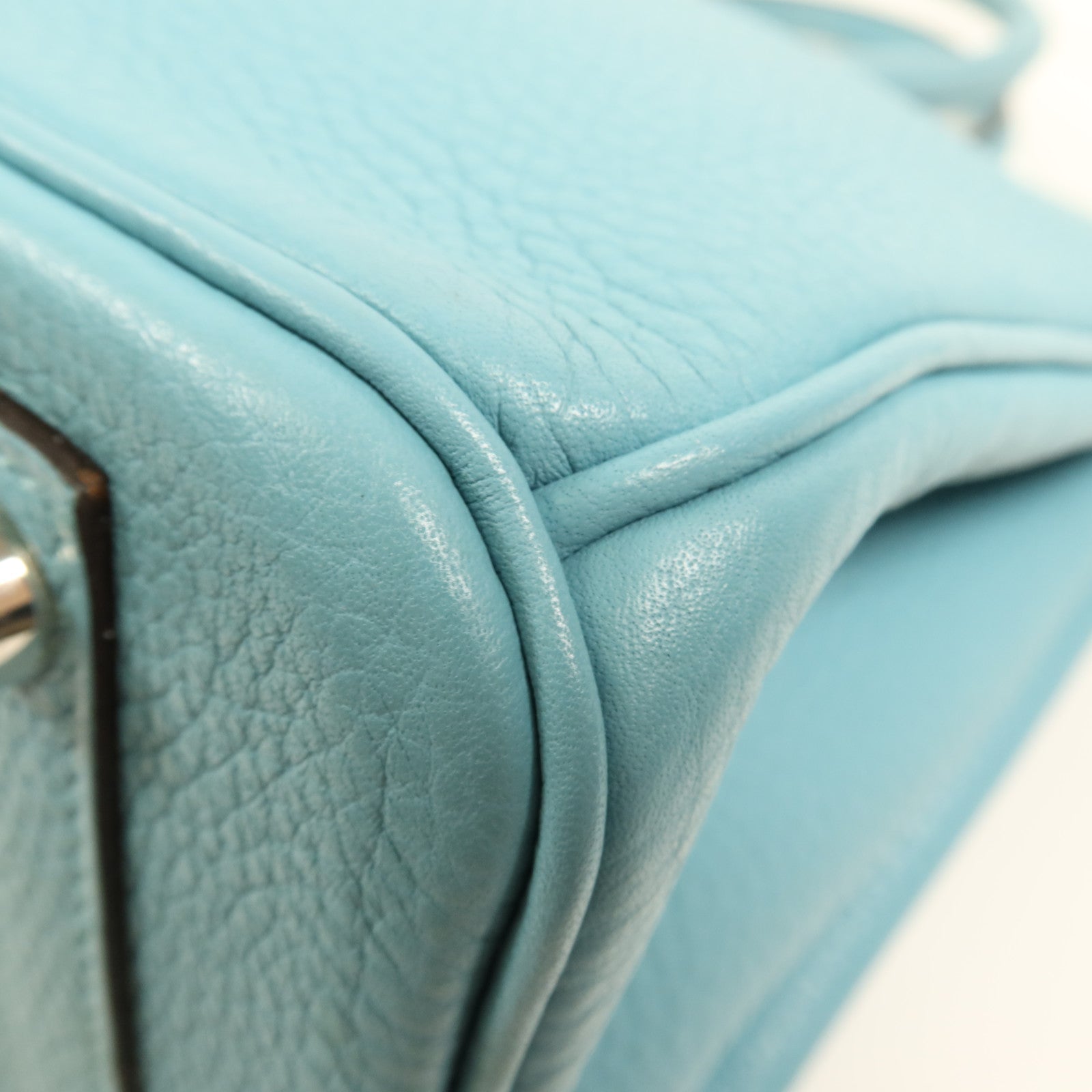 HERMES Clemence皮革Birkin 30銀扣手挽袋Bleu Saint Cyr