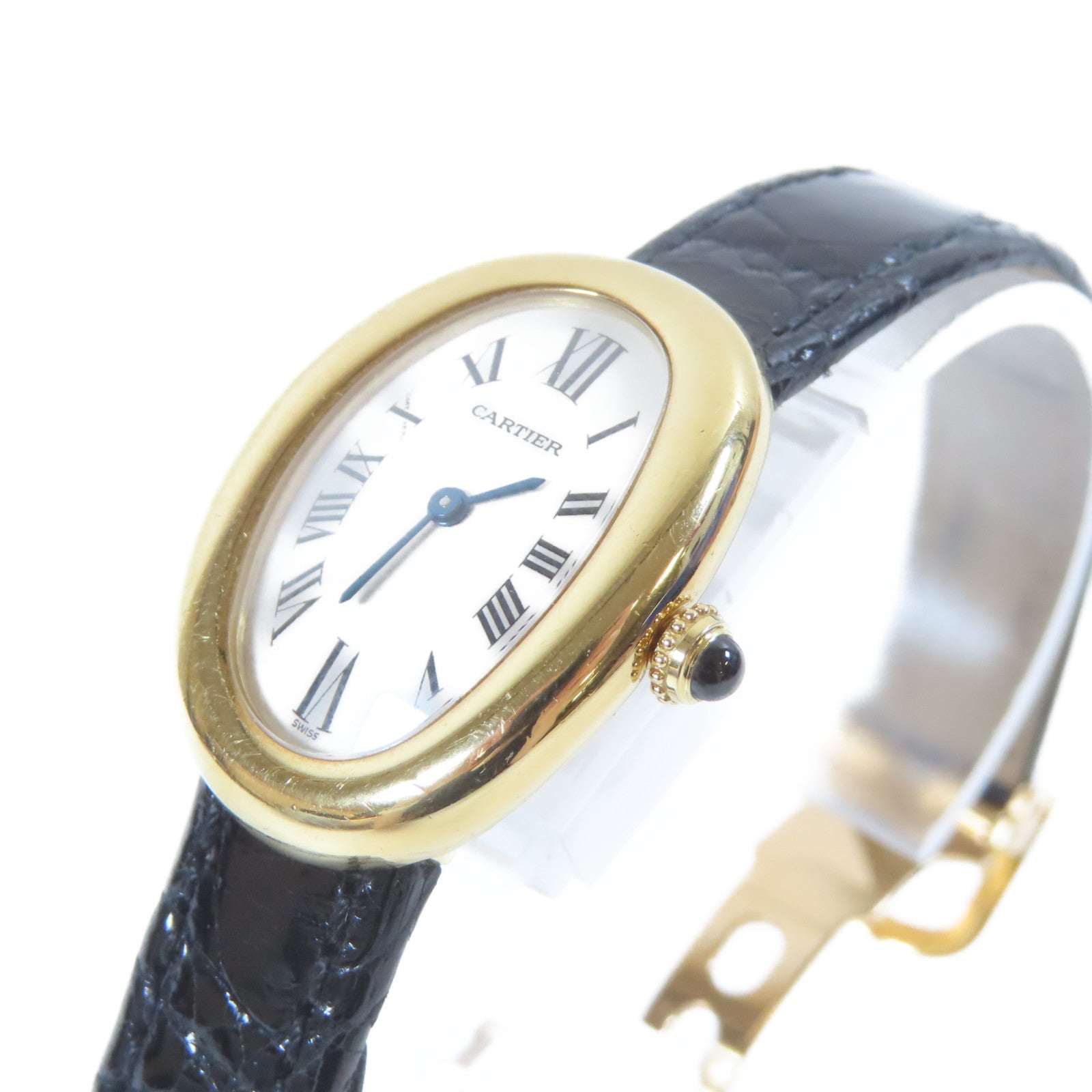 CARTIER Baignoire 18K黃金石英機芯手錶白色