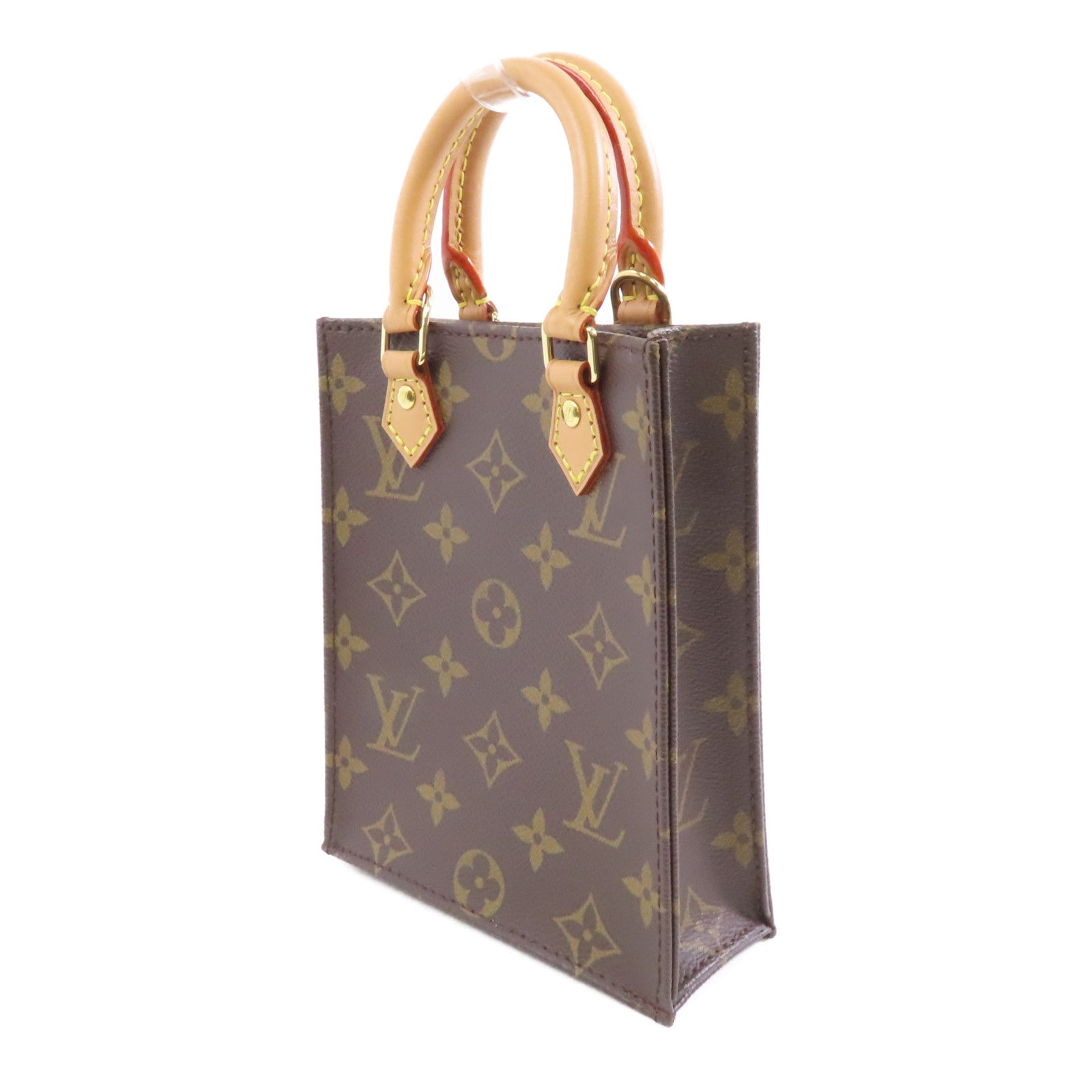 LOUIS VUITTON Monogram Petit Sac Plat金扣手挽肩背兩用袋啡色