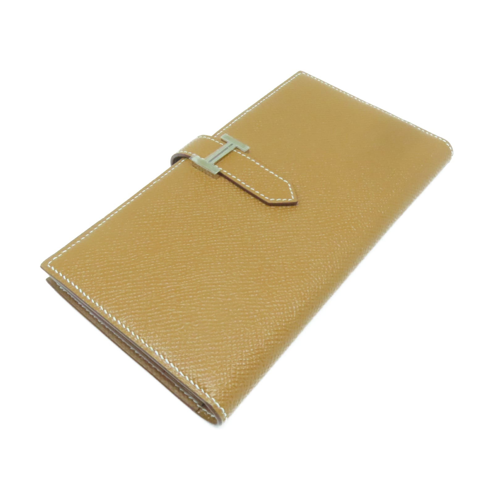 HERMES 【激減優惠】Epsom皮革Bearn Long Wallet銀扣長錢包Gold經典駝色